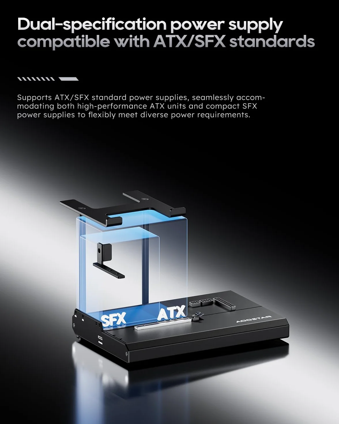 AOOSTAR EG01 eGPU Stacja dokująca z OCuLink, Stacja dokująca do zewnętrznych karta graficznych GPU, PCIex16(PCIe4.0x4), 150W DC, obsługuje zasilacze ATX/SFX, do mini pc/laptopów/kart graficznych