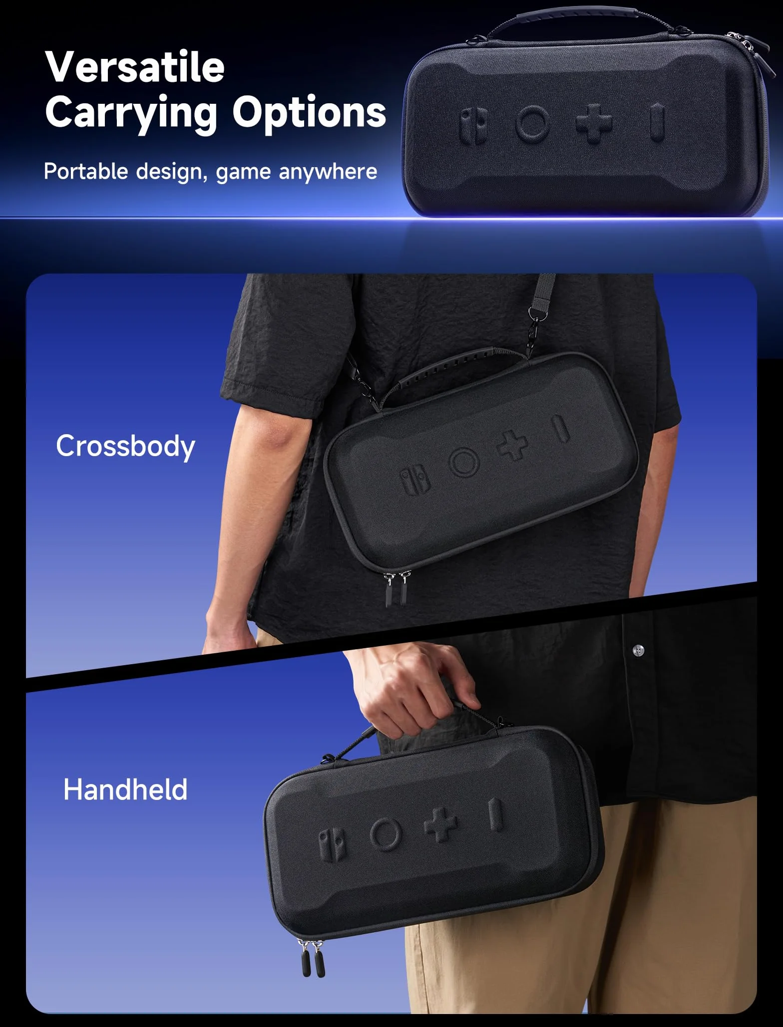 JSAUX Etui do Lenovo Legion Go / Go S i Go 2, duże etui podróżne z twardą skorupą, z osłoną ekranu i uchwytem, ​​torba do przechowywania konsoli, kontrolera i stacji dokującej, czarne