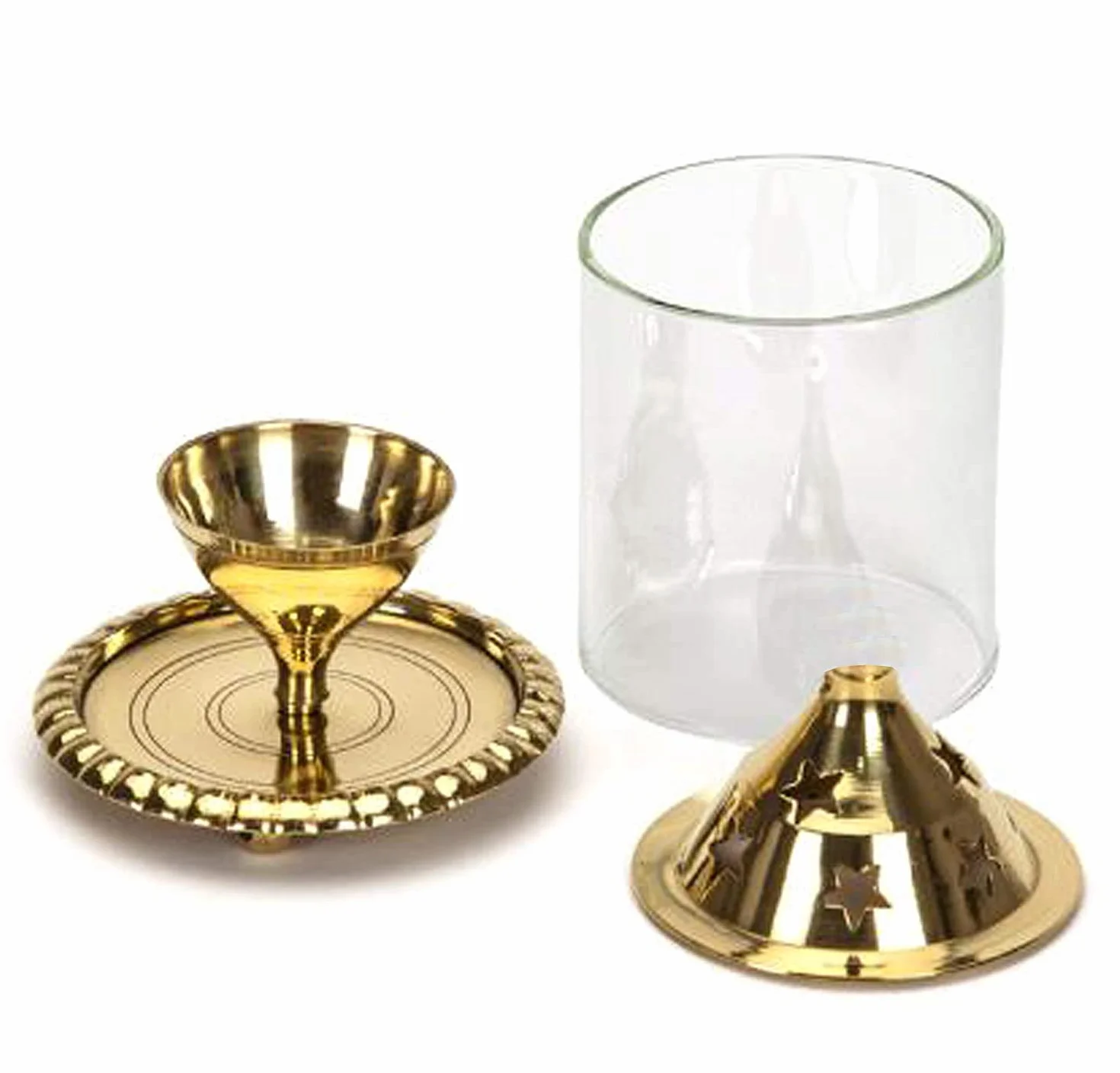 Mosiądz Golden Akhand Diya (złoty_10 cm x 10 cm x 14 cm) do Diwali Pooja/mandir/świątyni