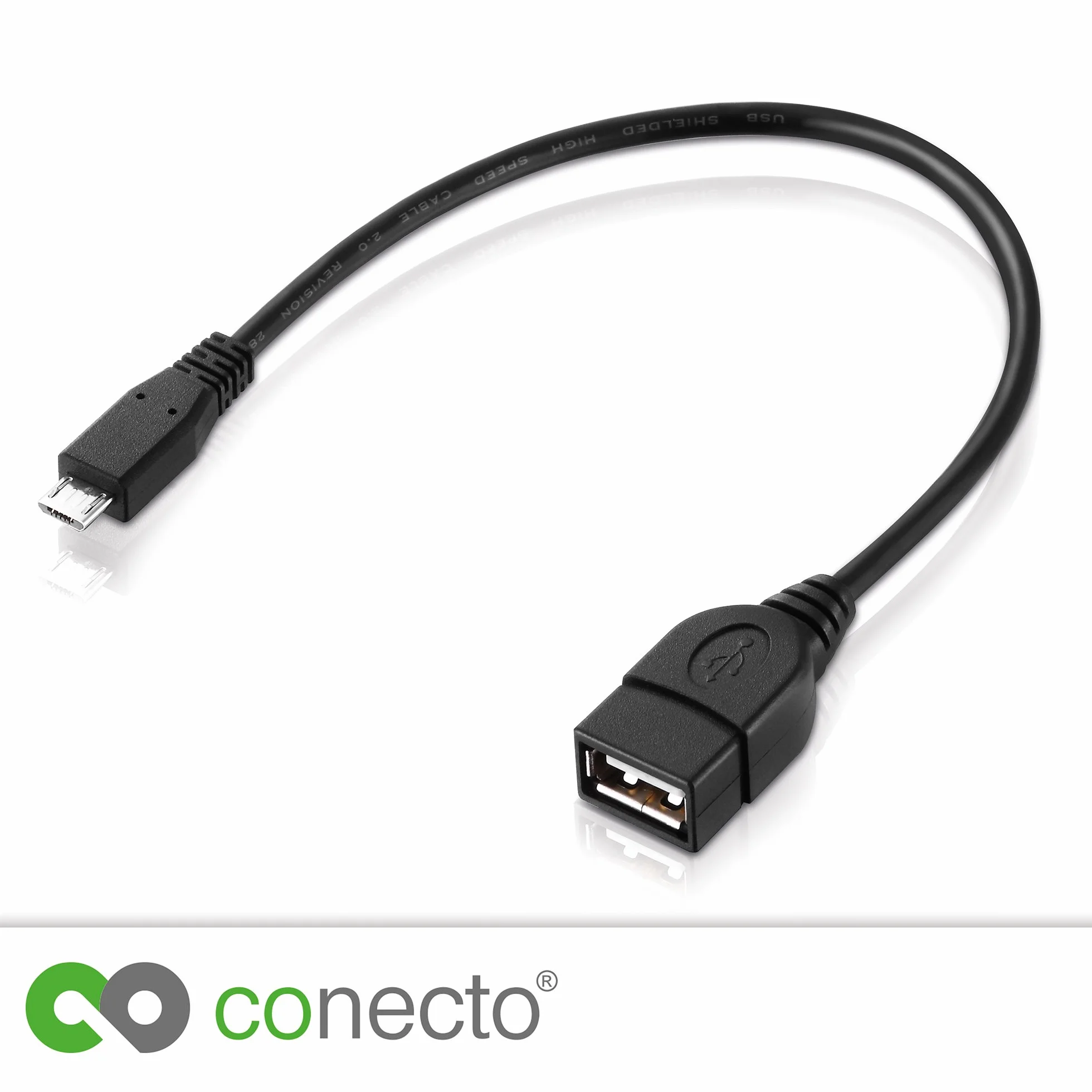 conecto CC20027 USB-OTG kabel adapterowy, wtyczka Micro-USB 2.0 na gniazdo USB typu A, (1 sztuka), 0,15 m