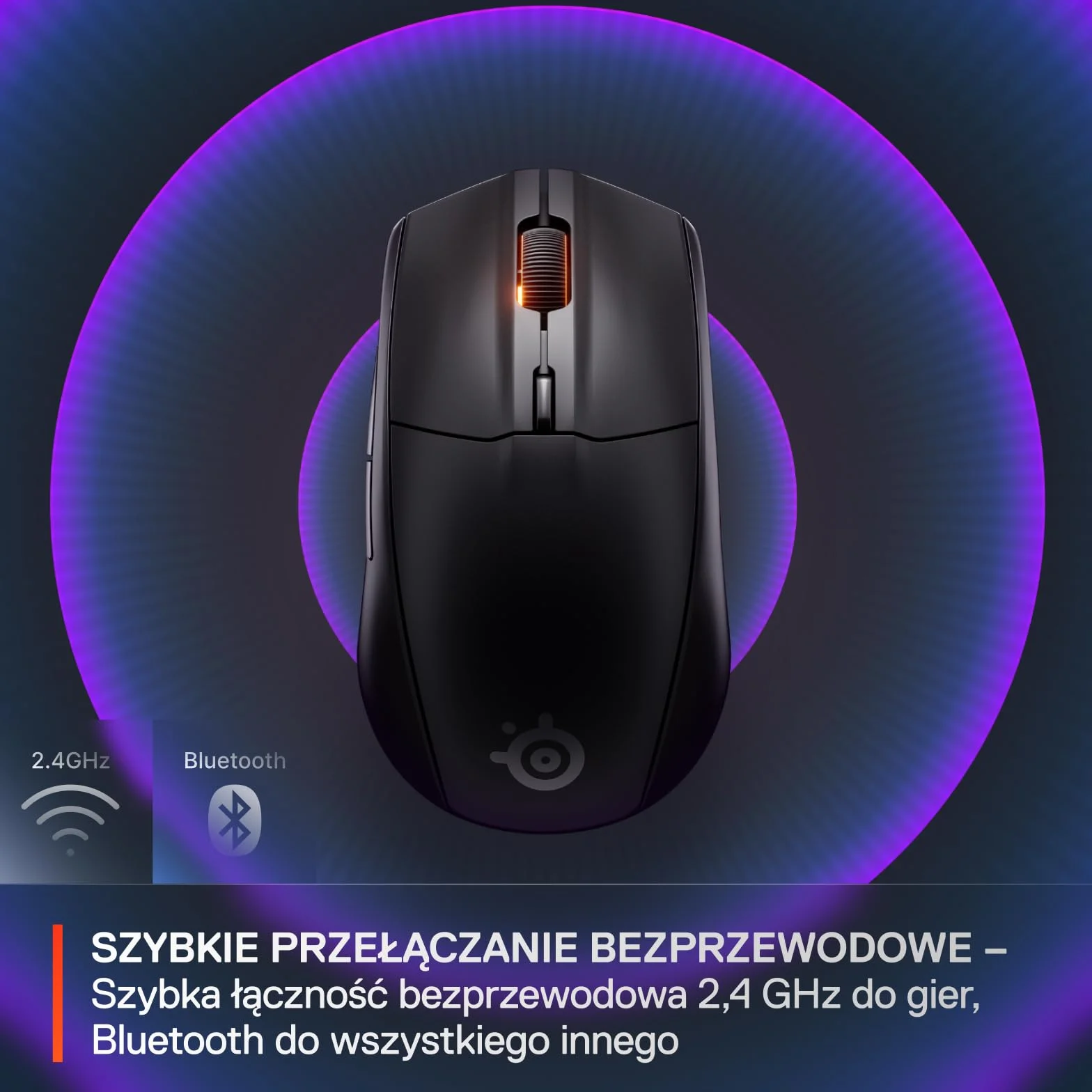 SteelSeries mysz do gier Rival 3 Wireless Gen 2 – 2,4 GHz i Bluetooth – Sensor optyczny TrueMove Air 18 000 DPI – Wytrzymała do 60 milionów kliknięć – Niska waga – Ślizgacze 100% PTFE - Czarna