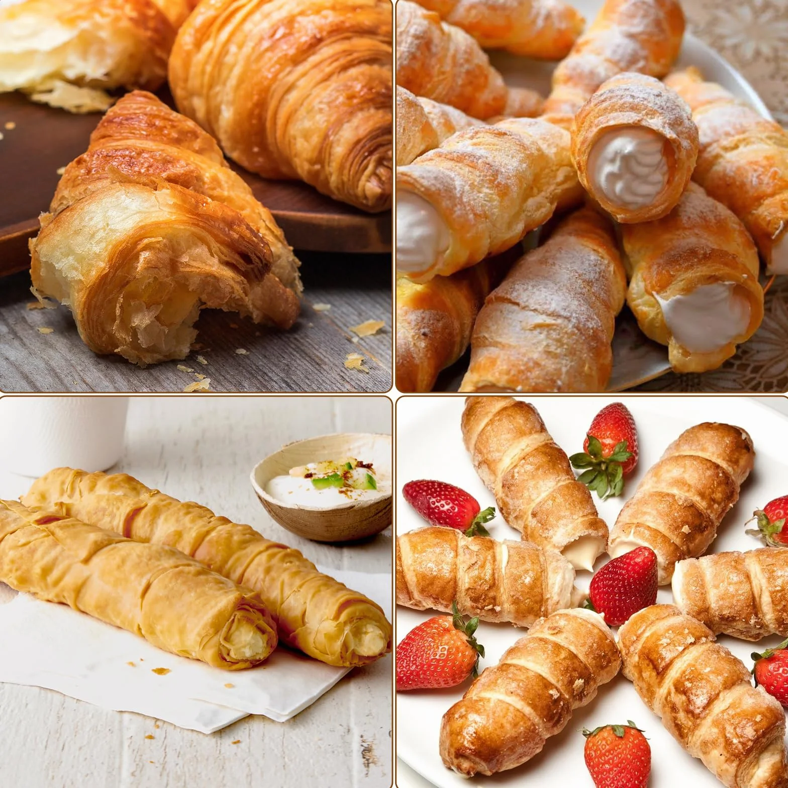 25 form piankowych z biurkiem do czyszczenia, nieprzywierająca, stal nierdzewna, forma do pieczenia Cannoli, rogalików, form do pieczenia