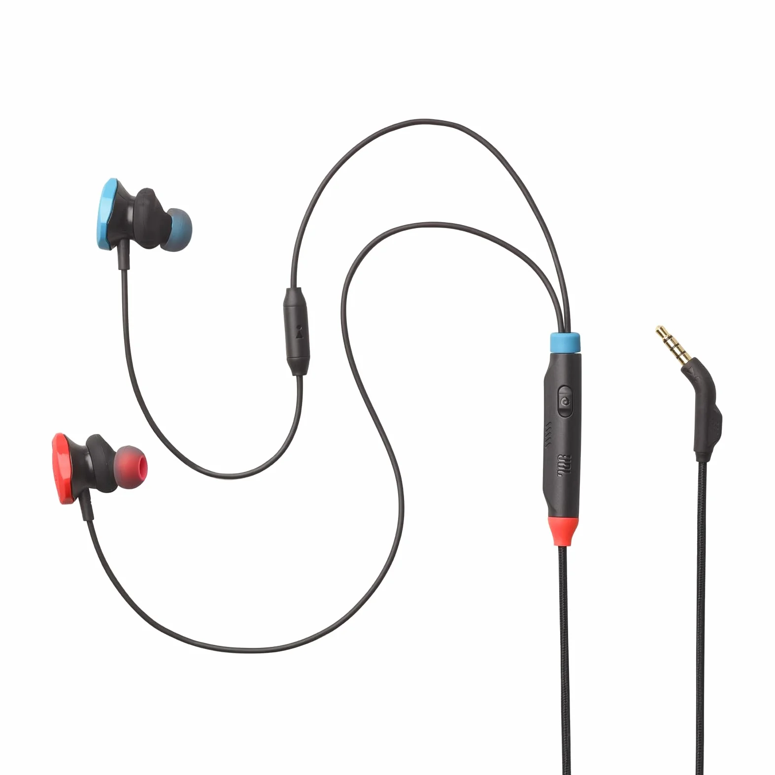 JBL Quantum 50 N Słuchawki Przewodowe Douszne do Gier z Mikrofonem z Funkcją Wyciszenia, USB C i Dźwiękiem JBL QuantumSURROUND, Kompatybilne z Wieloma Platformami, Niebiesko-czerwone