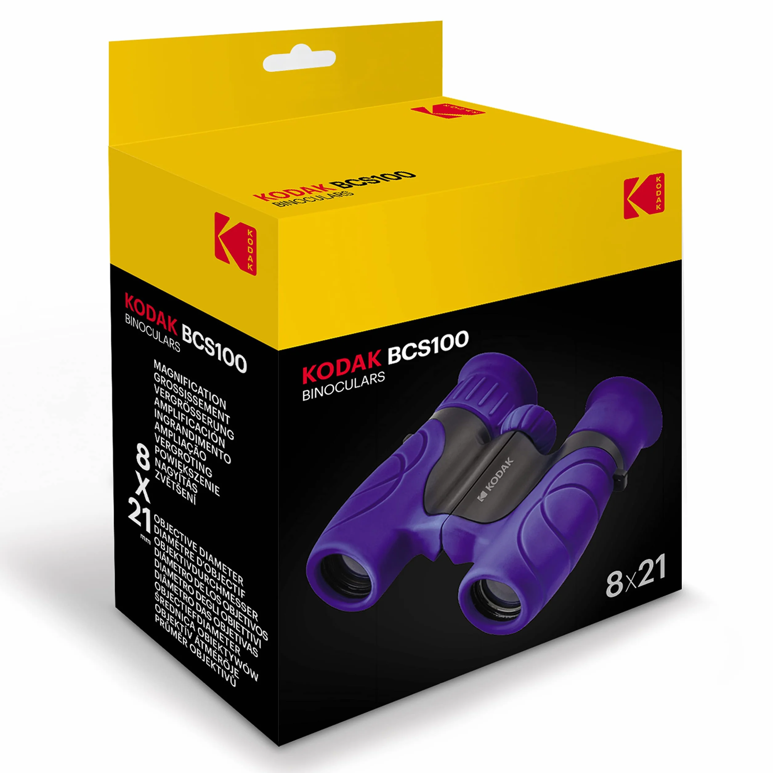 KODAK BCS100 Lornetka dziecięca - Kompaktowa lornetka Lornetka dla dzieci, Miękka gumka, ergonomiczna, 8-krotna powiększenie, pasek i pokrowiec do przenoszenia - Niebieski