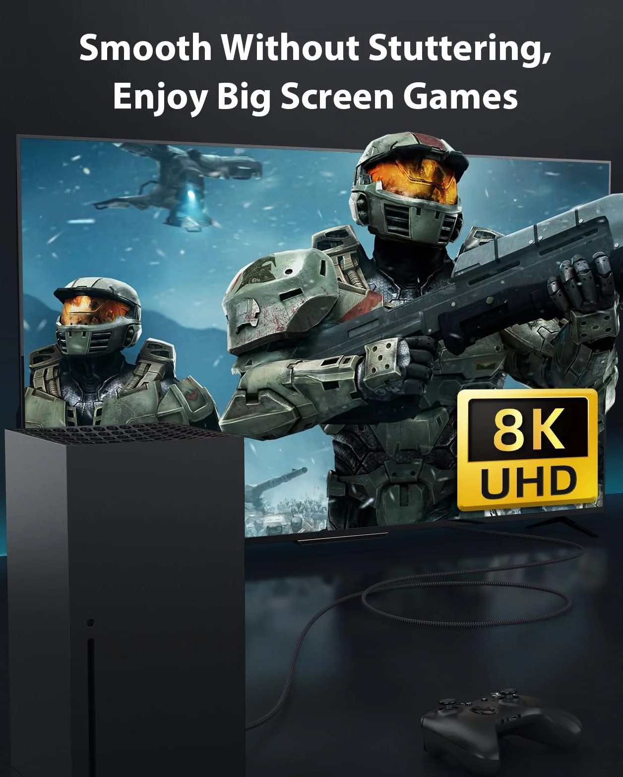 HDMI 2.1 kabel 4 m, Stouchi 8K Ultra HD 48 Gbps High Speed ​-​8K60 4K120 144Hz RTX 3080 eARC HDR10 4:4 HDCP 2.2&2.3 Dolby, kompatybilny z Fire TV/Roku TV/PS5/Xbox Series X/Sams/Sony/LG