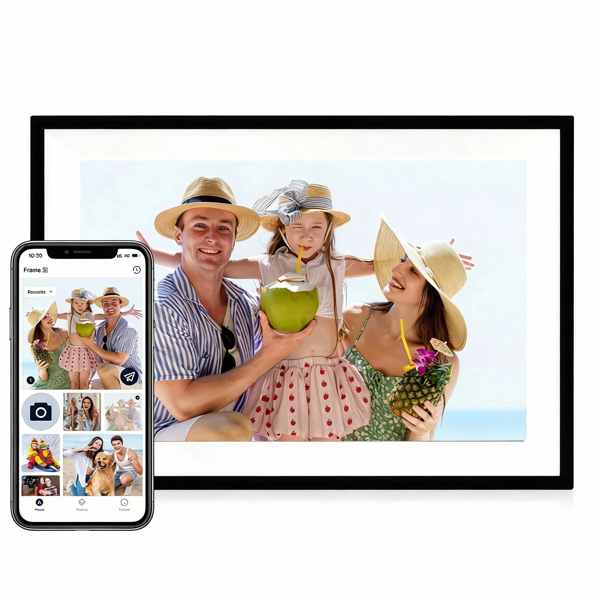Cyfrowa ramka na zdjęcia z Wi-Fi, 8 cali, Smart WiFi, z ekranem dotykowym IPS HD, 8 GB pamięci, łatwa konfiguracja do udostępniania zdjęć lub filmów w dowolnym miejscu za pomocą aplikacji AiMOR