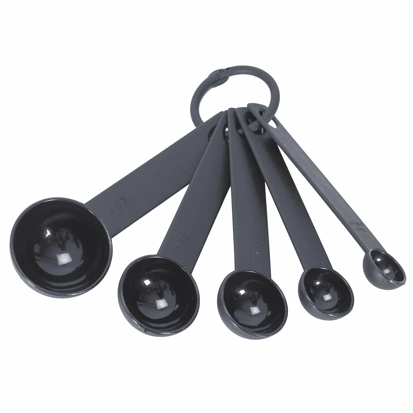 LILY COOK, KP0064, Zestaw 5 czarnych łyżek miarowych, precyzyjnych i ergonomicznych, idealne do płynów i substancji stałych, praktyczne przechowywanie, nowoczesny design, rozmiar, kolor czarny