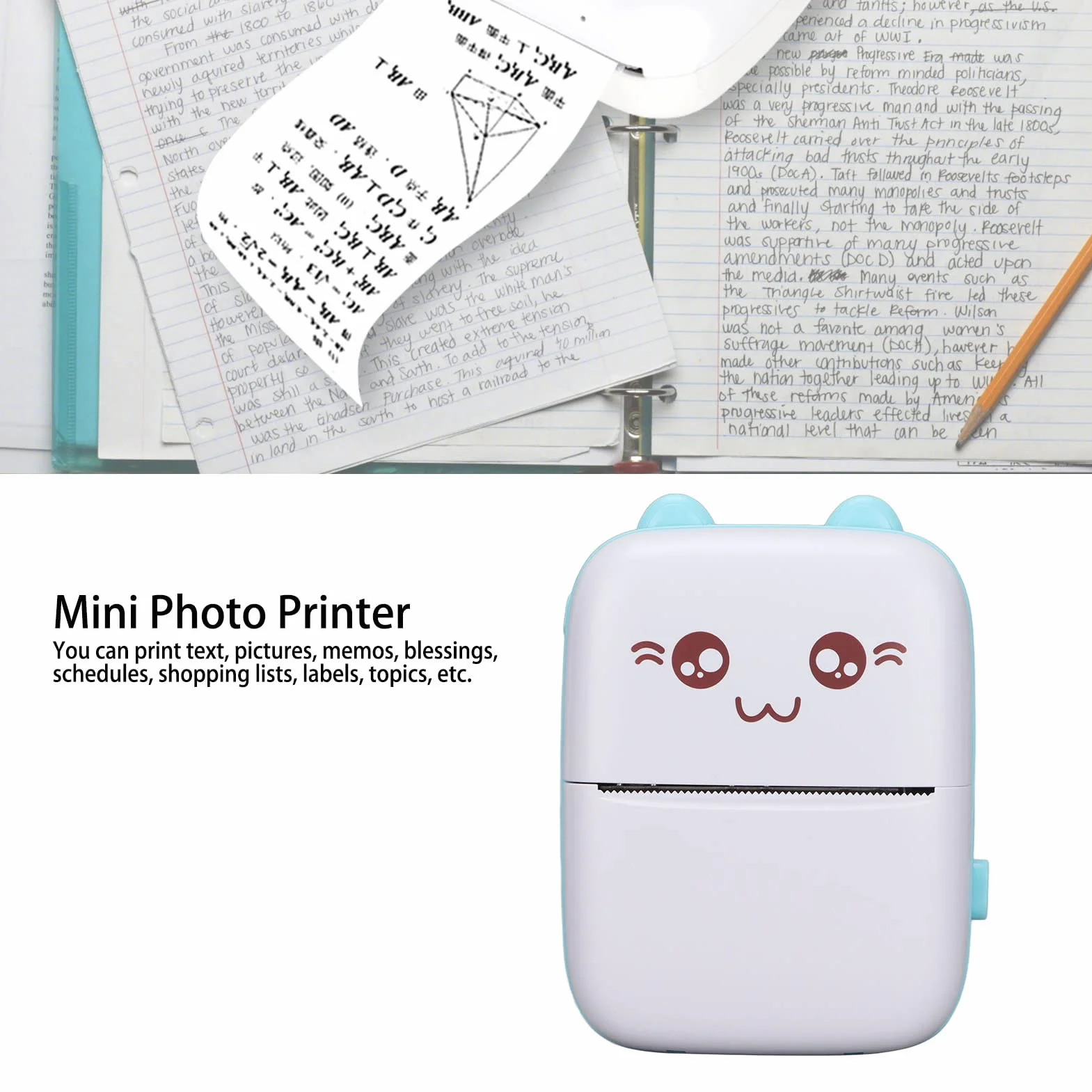 Przenośna Mini Drukarka C9, Druk na Papierze Termicznym 57x30mm, Bez Drukowania Atramentowego, Bezprzewodowa Drukarka Bluetooth 200DPI, Dostarczana z Nożem, dla