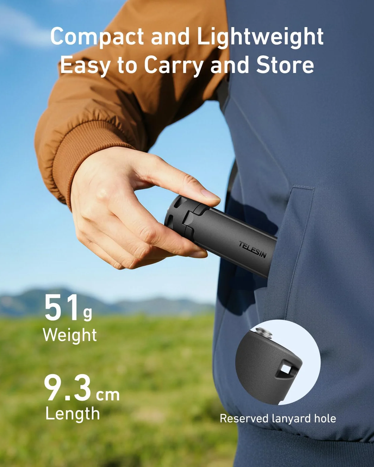 TELESIN Mini statyw i uchwyt 2 w 1 do DJI Osmo Pocket 3 & Action 6/5 Pro/4/3