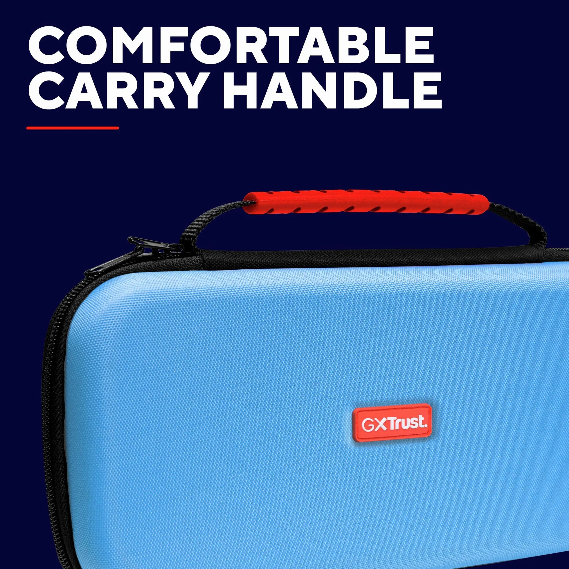 GXTrust 1251B Nintendo Switch 2 Case, odporna na wstrząsy ochronna obudowa, uchwyt, miejsce na 4 Joycon, uchwyt Nintendo Switch z kieszeniami na paski i 12 gier, niebieski