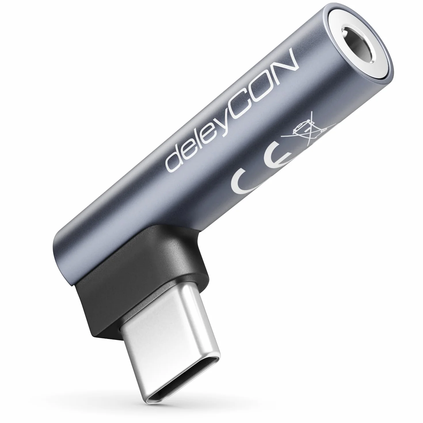deleyCON USB C na Jack 3,5mm Adapter Audio do Słuchawek/Muzyki/Rozmów/Mikrofonu - Telefon, Smartfon, Tablet, Zestaw Słuchawkowy, Głośnik - dla iPhone 17 16 15, iPad, Galaxy S25 S24 A16 A56