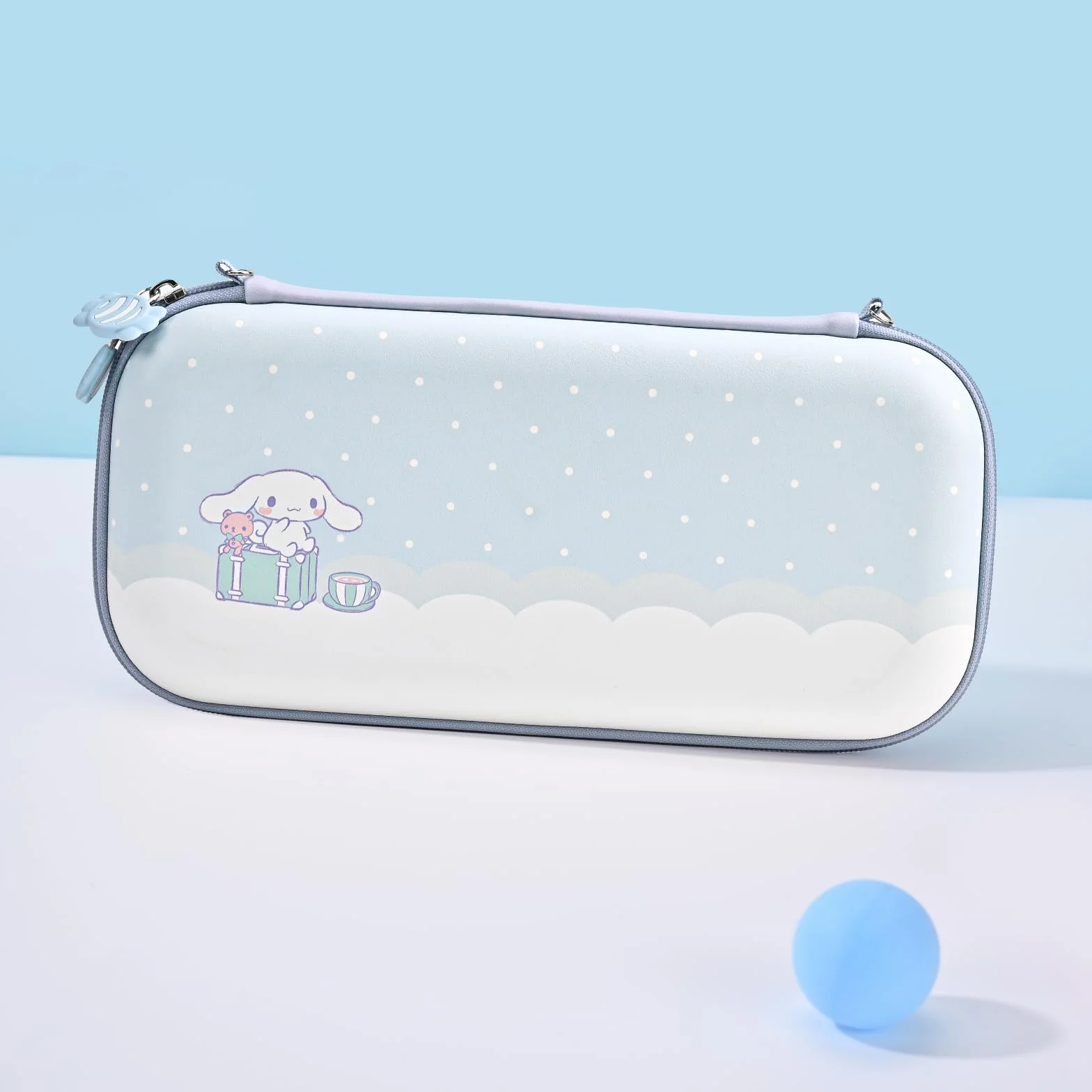Kuitmor Futerał do przenoszenia kompatybilny z Switch 2 (2025) 19 cm, twarda obudowa smukła podróżna z 12 przegródkami na karty do gier na konsolę Switch 2 i akcesoria, Candy Party (niebieski)
