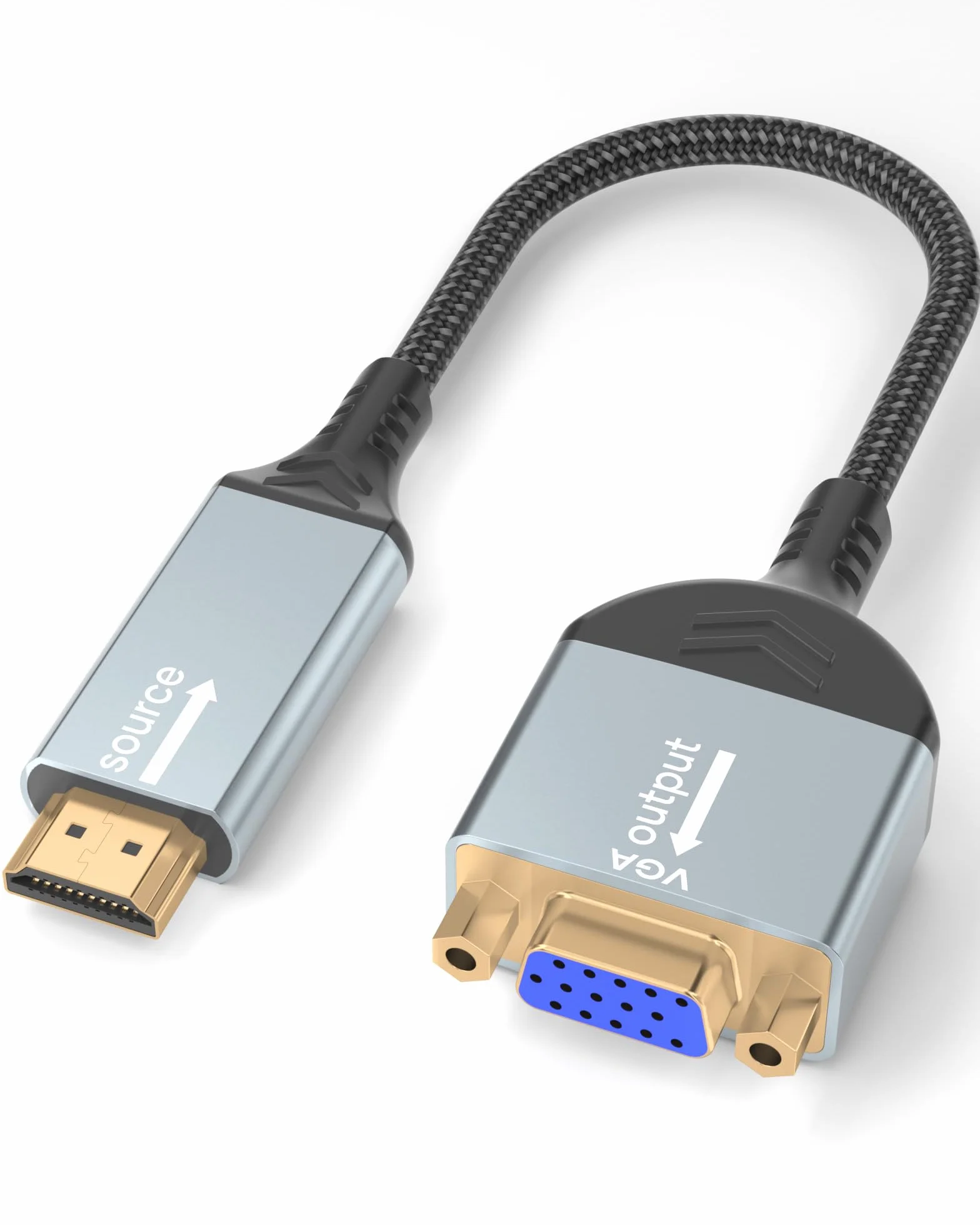 HDMI na VGA, jednokierunkowy adapter HDMI komputer na monitor VGA (wtyk na gniazdo), 1080P@60Hz kompatybilny z komputerem, desktopem, laptopem, PC, monitorem, projektorem HDTV, Chromebookem i