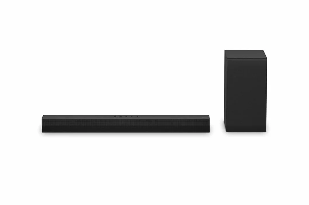 LG S40T inteligentny soundbar, 300 W, 2.1-kanałowy, dźwięk przestrzenny Dolby Digital i DTS, szeroka łączność, HDMI, Bluetooth, USB, wejście optyczne, czarne