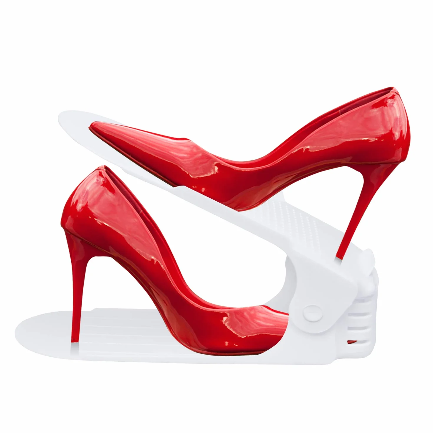 Regulowane regały na buty, 20 sztuk, materiał PP, organizer na buty, antypoślizgowy, zestaw uchwytów na buty, podwójna warstwa, organizer na buty, oszczędność miejsca, kolor biały