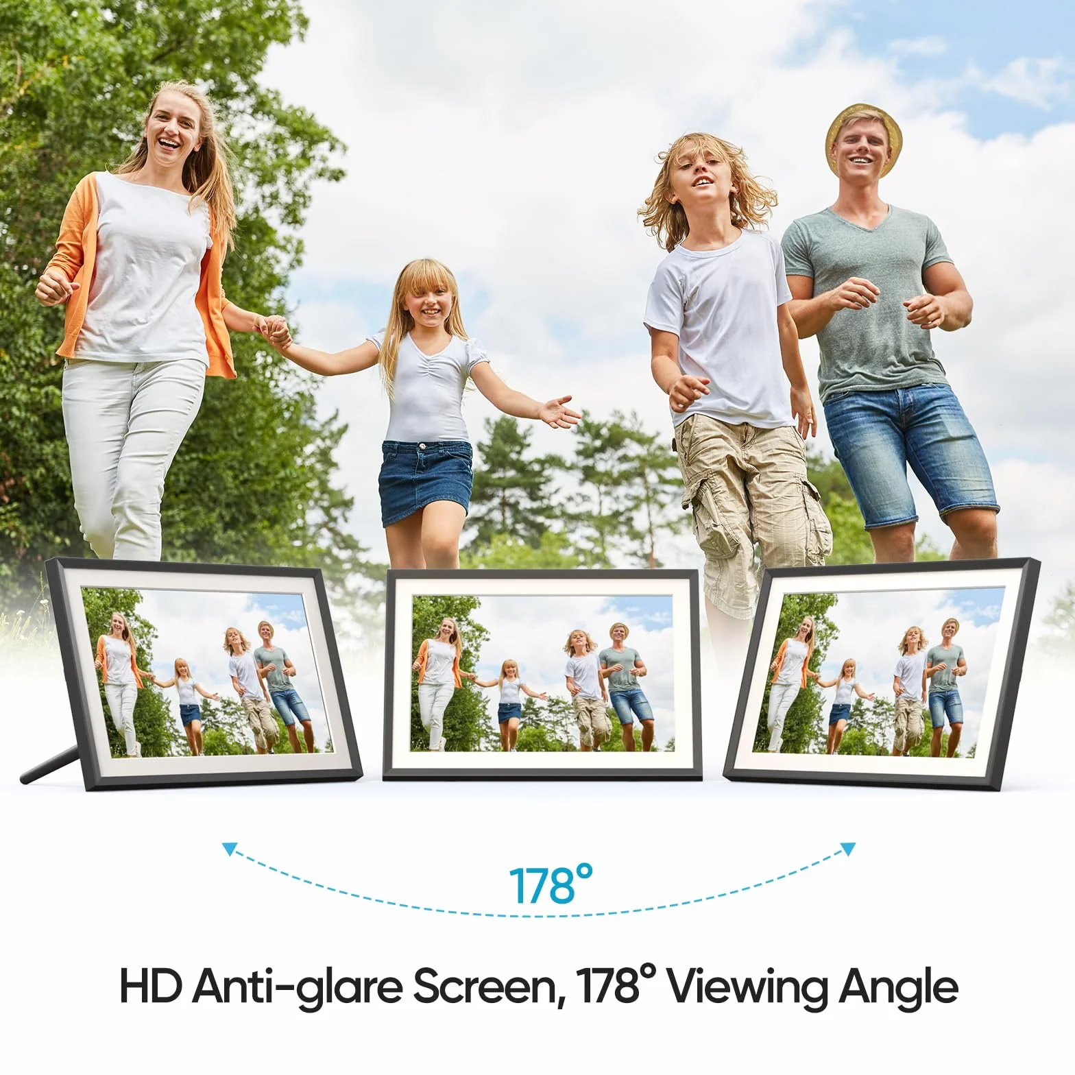 ARZOPA Cyfrowa Ramka na Zdjęcia WiFi 10,1 Cala 32 GB HD IPS Ekran dotykowy Cyfrowa ramka na zdjęcia Auto Obracanie Udostępnianie Zdjęć Filmy Muzyka przez App Frameo Kalendarz Zegar Pogoda