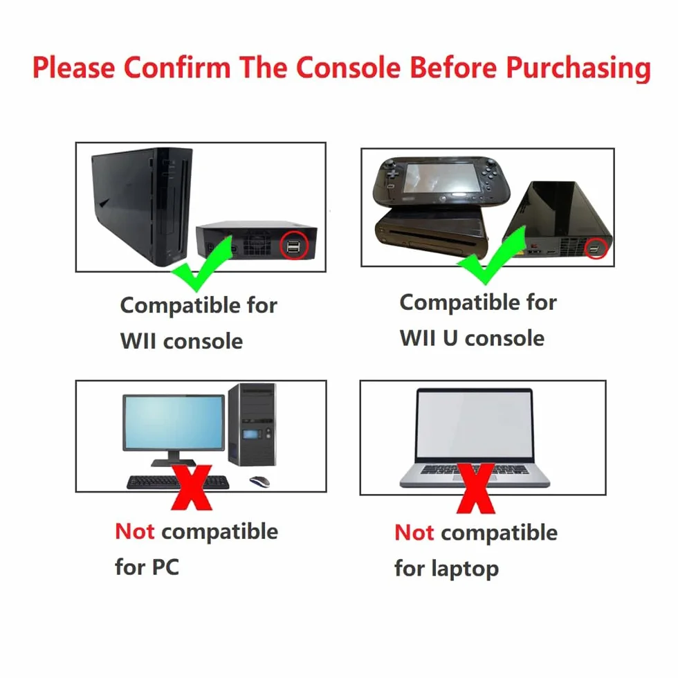 Czujnik Podczerwieni USB Odbiornik Sygnału Ruchu ze Stabilną Podstawą Kompatybilny z Wii/Wii U Konsolami