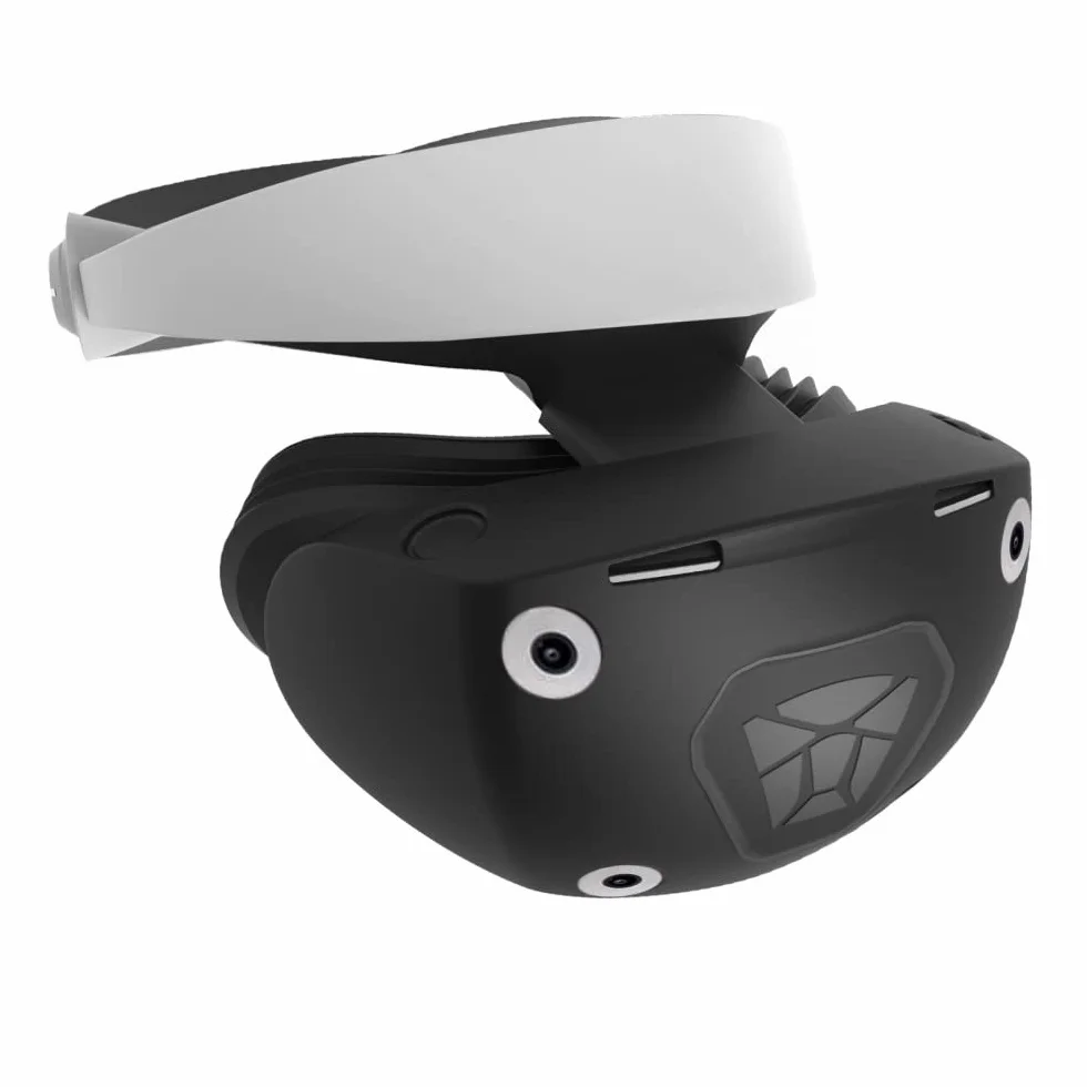 EMEBAY Twarz VR Silikonowe Etui do PSVR2 / Play*station VR2, miękkie, zmywalne, ochronne etui VR dla PS VR2, gumowe etui ochronne z czapką z kołysaniem, czarny, Pokrowiec silikonowy