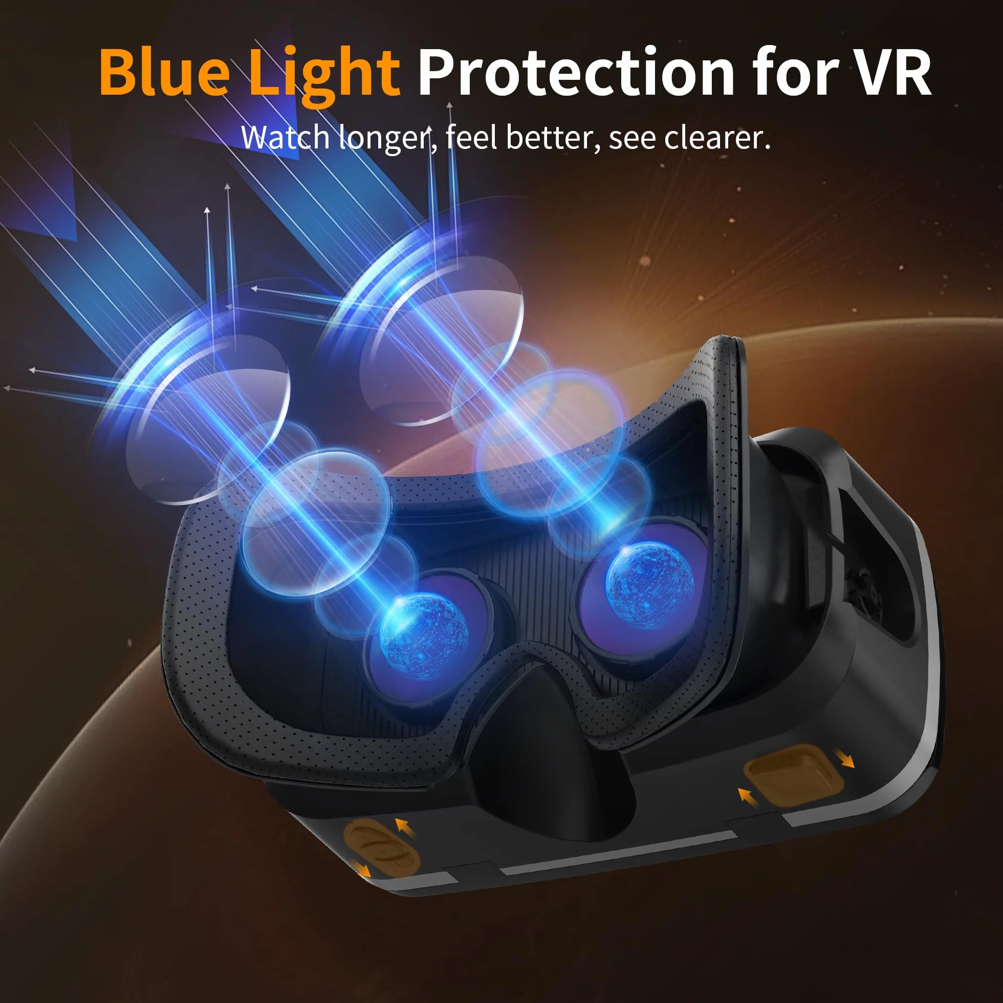 XWP Zestaw słuchawkowy VR ze słuchawkami, okulary wirtualnej rzeczywistości 3D z soczewkami HD Anti-Blue Light, kompatybilny z iPhone i Android 11.9-18.3 cm, wciągające do gier, filmów i zabawy