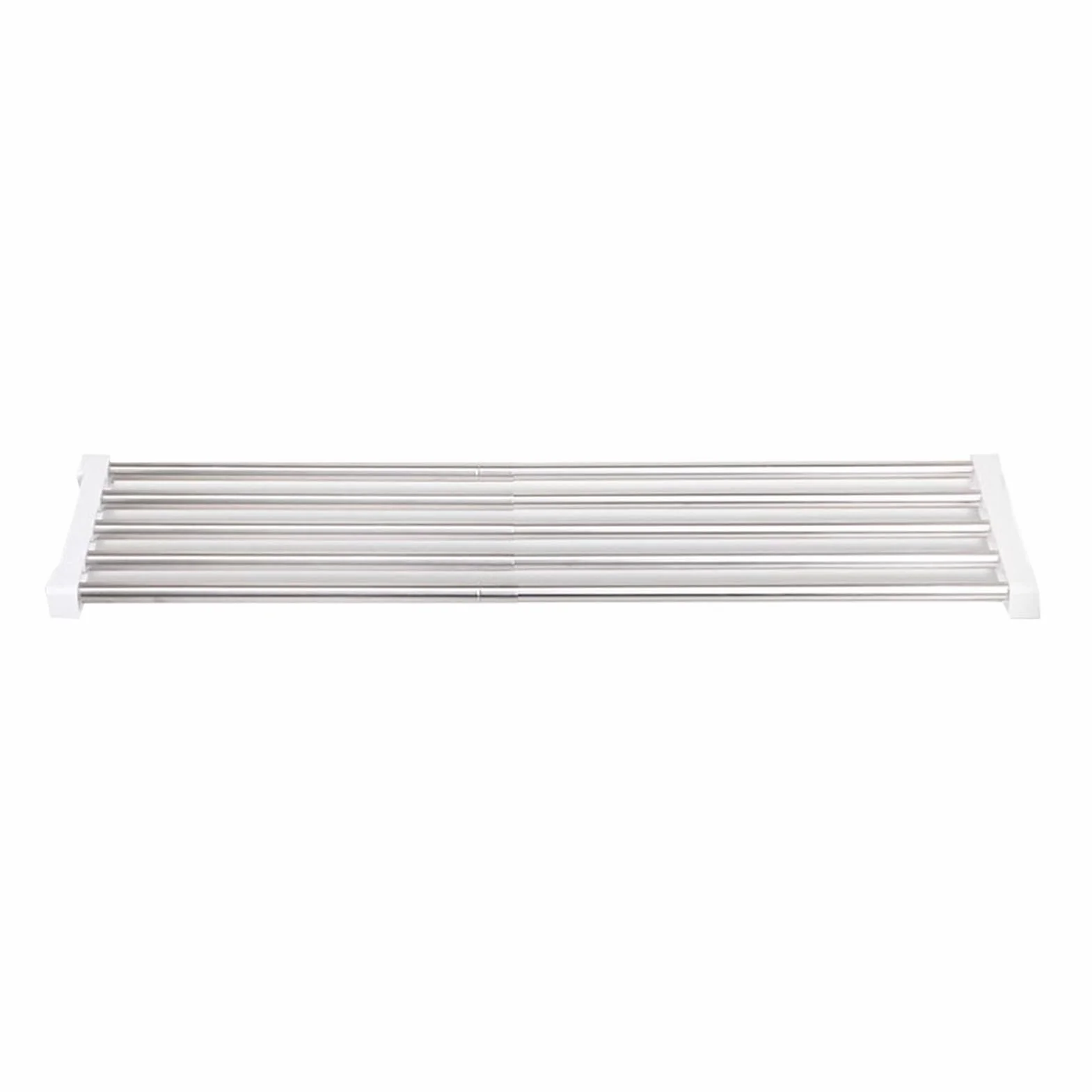 Rozsuwany Stojak do Przechowywania w Szafie ze Stali Nierdzewnej Regulowana Półka Napinana od 25 do 40 Cm Wielofunkcyjny Organizer dla Sypialni, Szafy, Kuchni