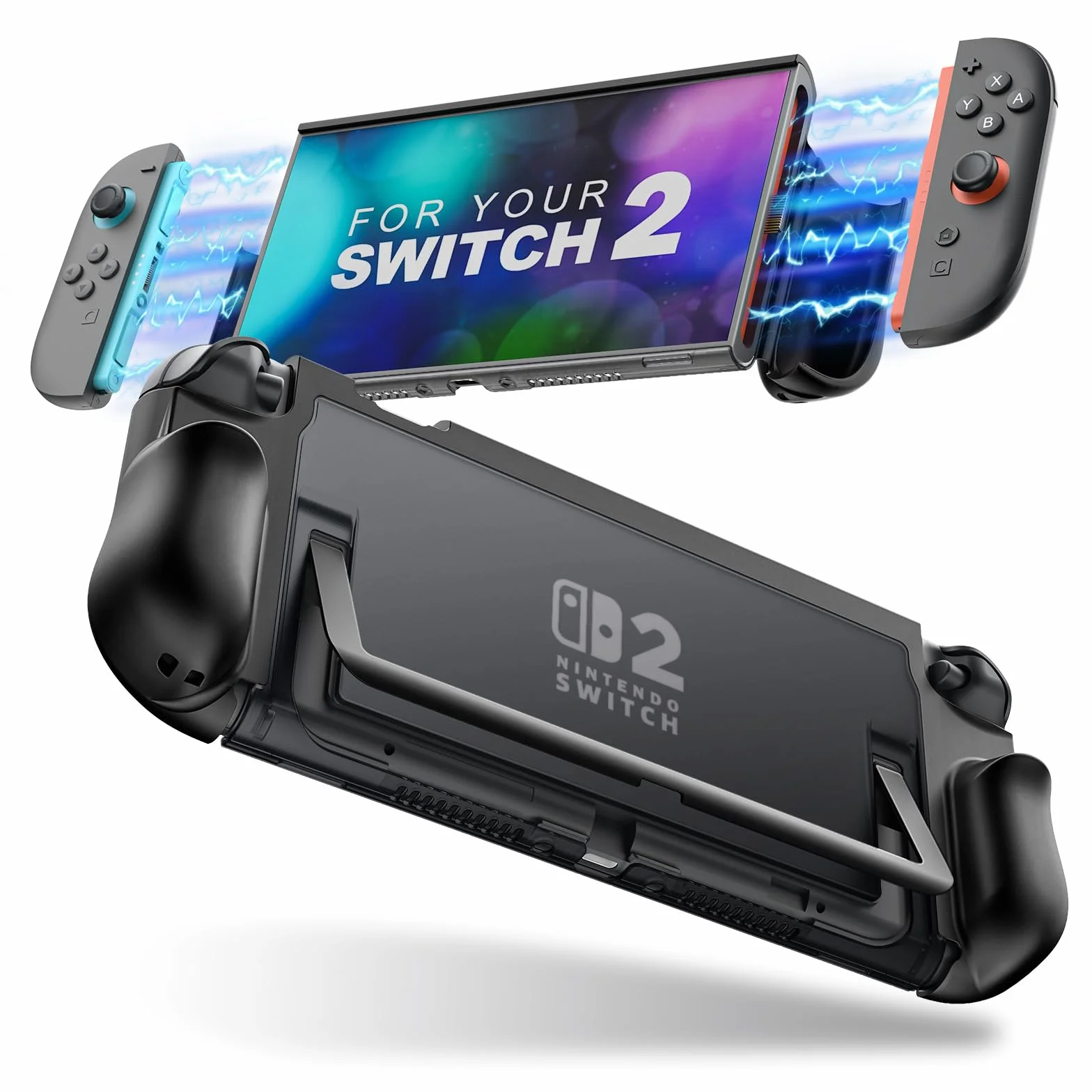 TiMOVO Dockable Case for Nintendo Switch 2 2025, TPU Grip Protective Case Accessories with Quick-Release Design for Switch 2, Anti-Scratch Shockproof Console Hard Cover, Black