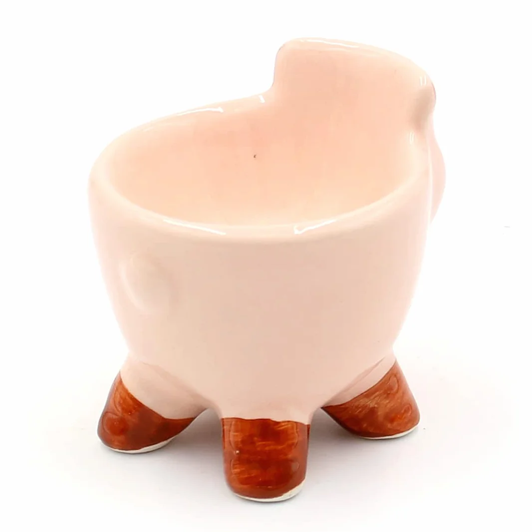 Dekohelden24 - Ceramiczny kieliszek do jaj/uchwyt na jajka/skorupka jaja jako zwierzęta (żaba, biedronka, krowa i świnia), zestaw 4 sztuk, wymiary każdego kubka ok. 6 x 5 x 6 cm.