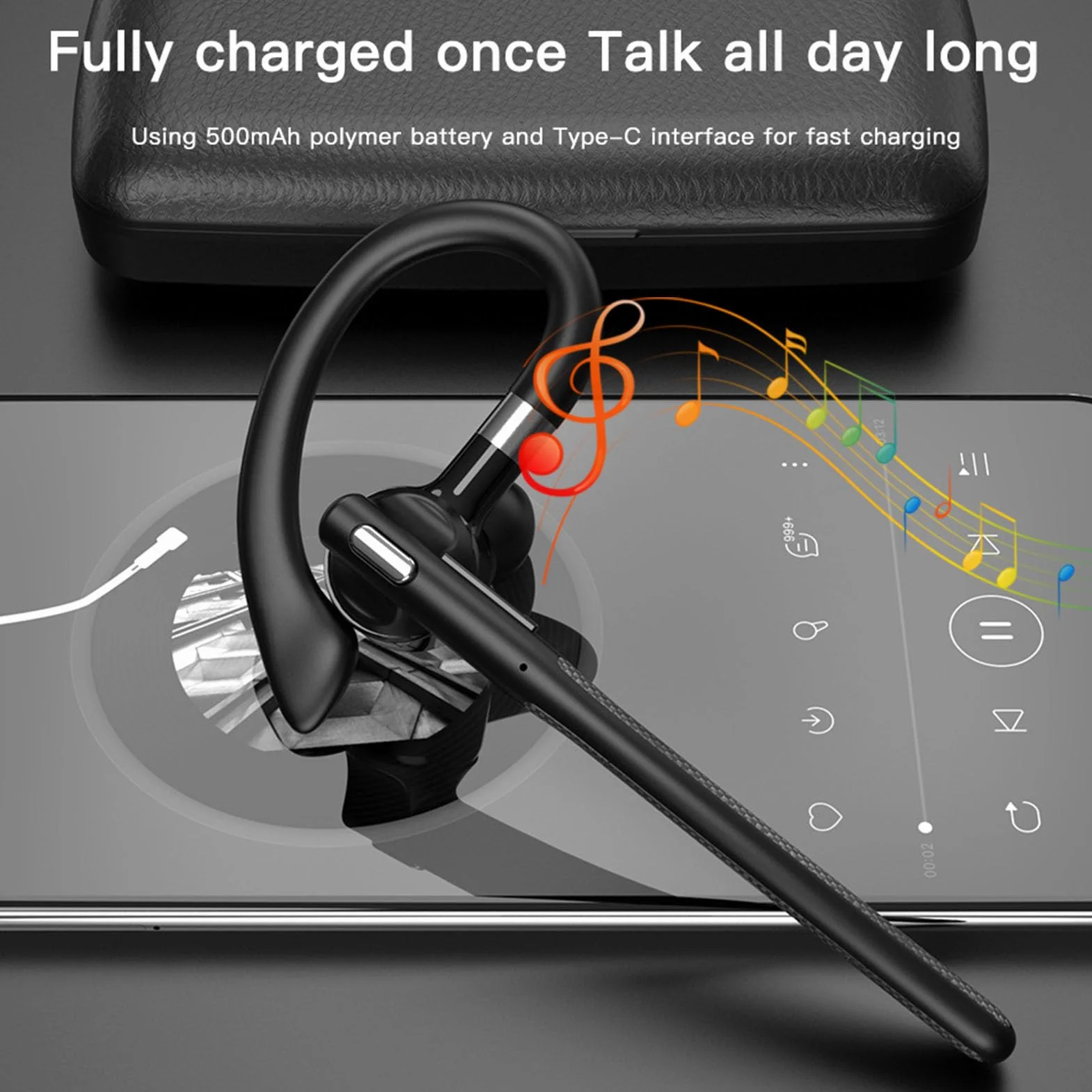 LICAEVEY Zestaw Słuchawkowy Bluetooth V5.4, Bezprzewodowa Słuchawka Bluetooth z 500 MAh Obudowa ładowania 6 Godzin Rozmowy Wbudowany w Hałas Anulując Słuchawki Podwójne Mikrofon dla