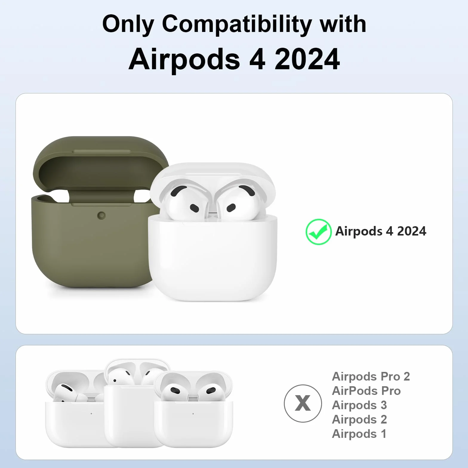 Etui kompatybilne z Airpods 4 (2024), odporne na wstrząsy silikonowe etui odporne na zarysowania do AirPods 4 generacji, widoczny przód LED, zielony