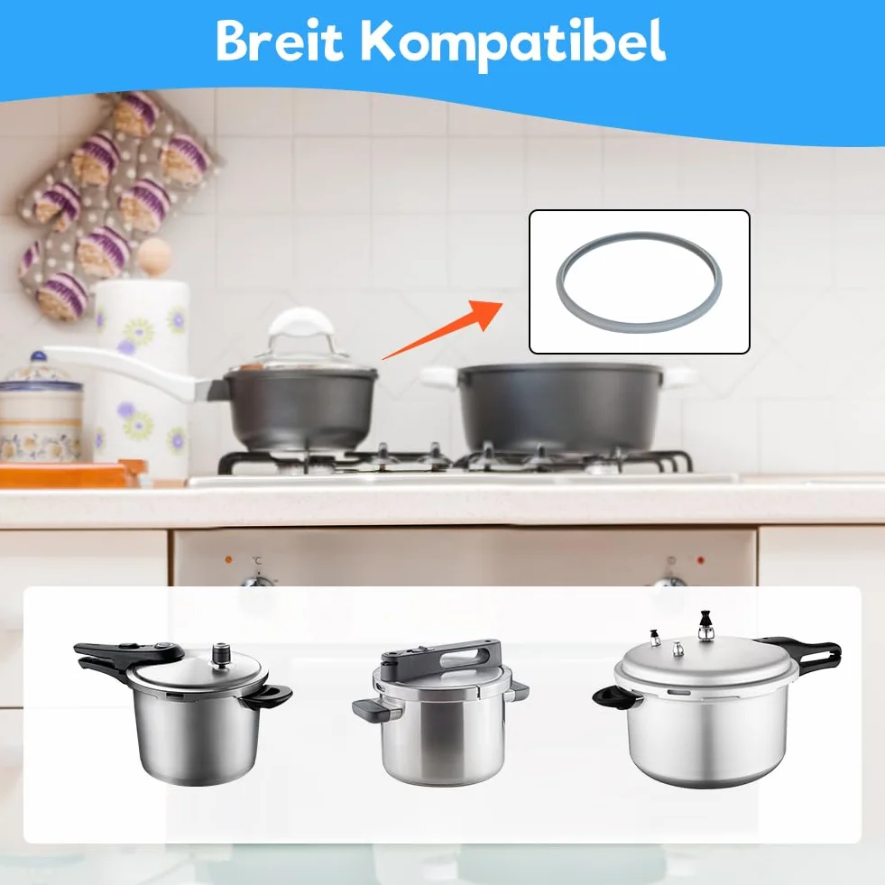 2 sztuki części zamiennej uszczelka do szybkowarów dla WMF - średnica wewnętrzna 22 cm - silikonowa uszczelka do szybkowaru Silit 3L 4,5L 6,5L 8,5L - Pasuje do szybkowaru WMF 6068559990 6068559997