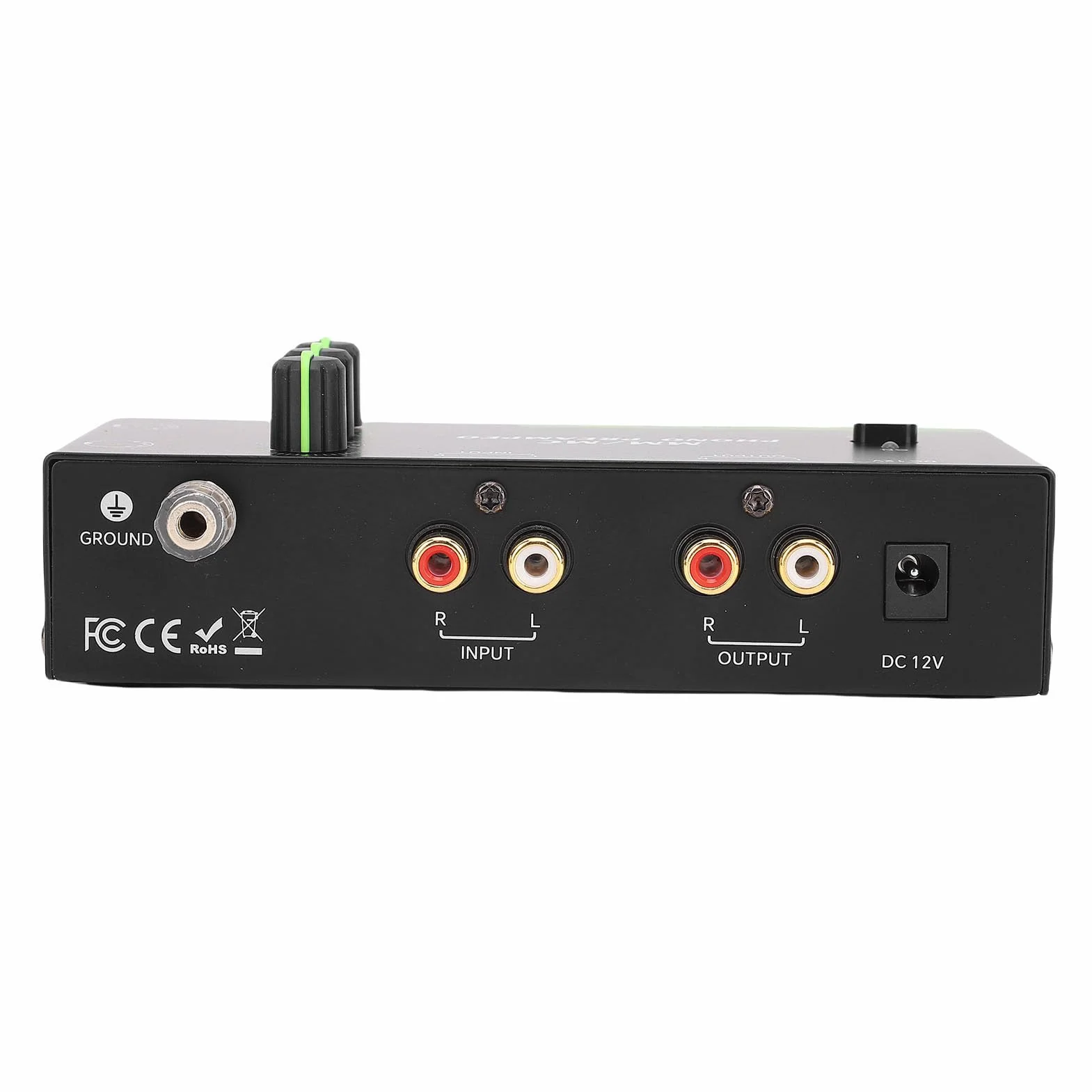 SUNGOOYUE Mm/MC Phono Preamp, Profesjonalny Przedwzmacniacz Mini Stereo Fonografu dla Gramofonu z 5 -pinowymi Wyjściem Wejściowym XLR 3,5 Mm Wyjście do Regulowanej (wtyczka UE)