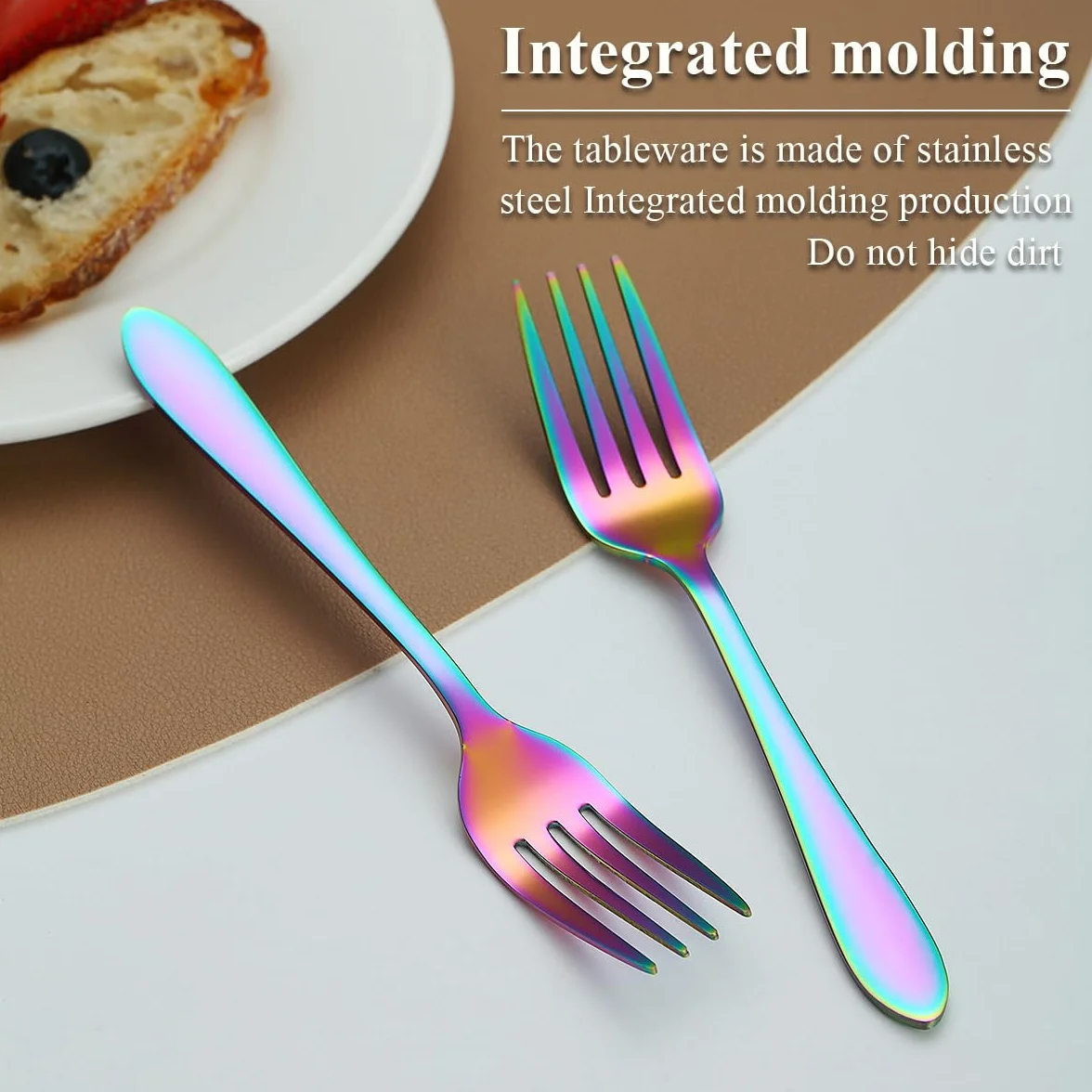 Kyraton Rainbow Dessert Forks 12 sztuk 14 cm stal nierdzewna pokryta tytanem Rainbow Dessert Forks, Cake Forks, Fruit Forks, Fork Silverware