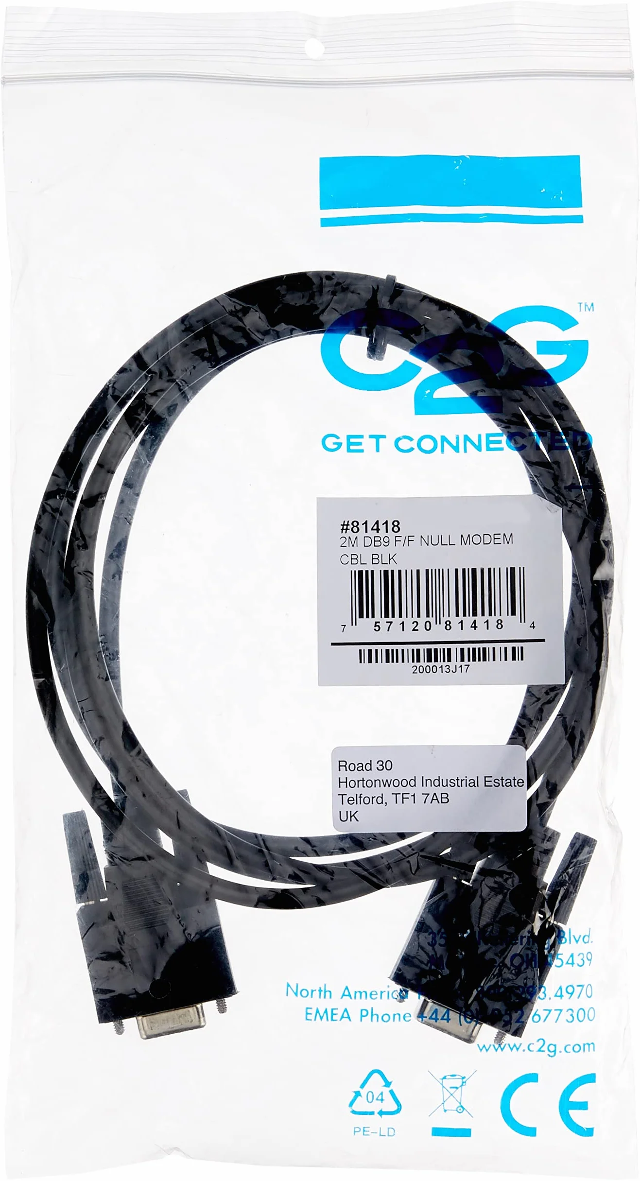 Cables to Go 81418 kabel modemu zerowego (DB9, gniazdo do gniazdka, 2 m) czarny
