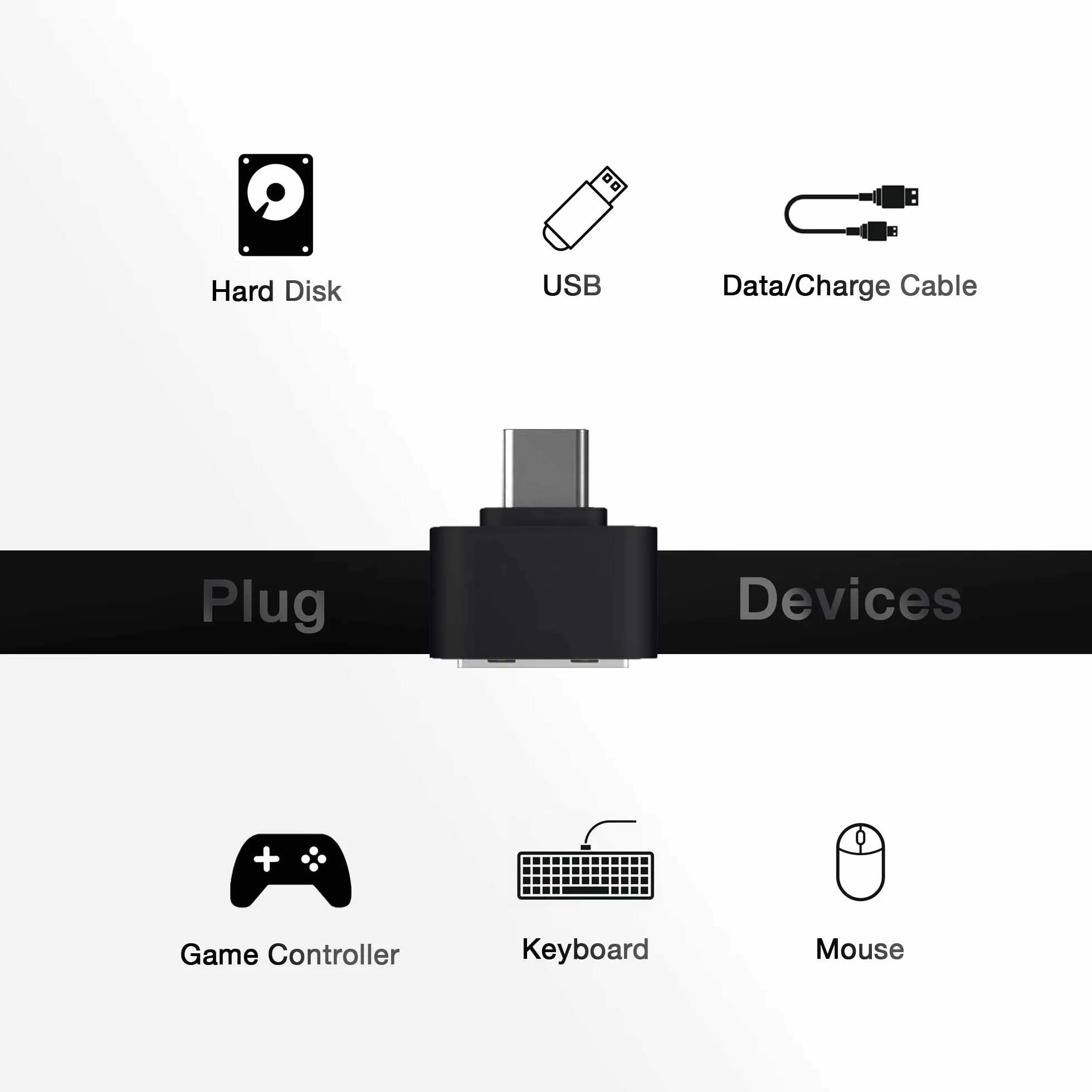 Magnet Zestaw 6 adapterów USB C na USB 2.0, OTG, USB-C na USB-A, kompatybilny ze smartfonami USB C i urządzeniami peryferyjnymi (czarny)