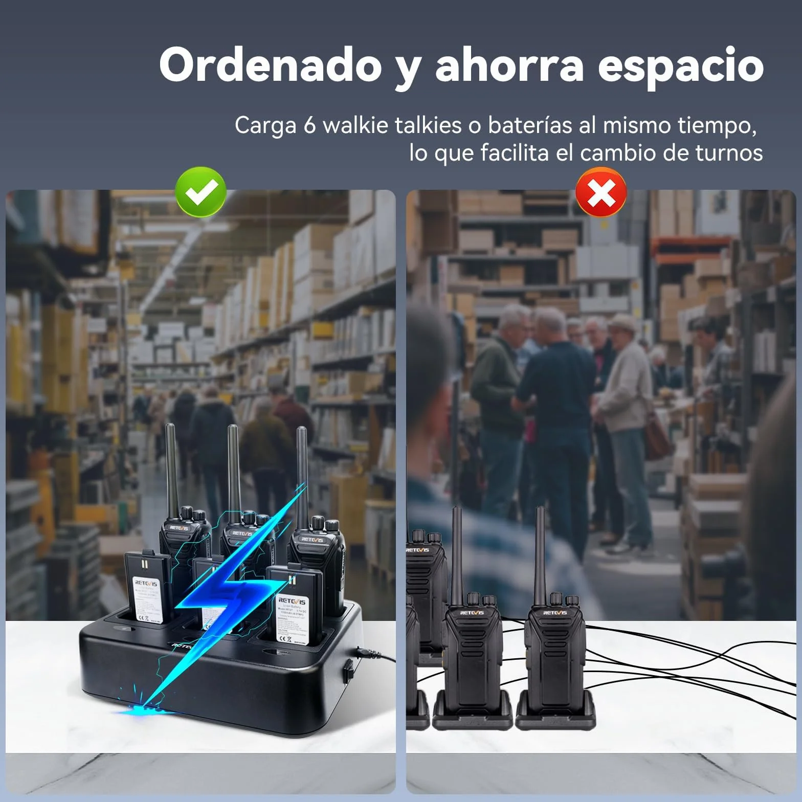 Retevis RT27 Walkie Talkie Pmr Bez Licencji, Profesjonalne Radia Z 6-DrożNą łAdowarką, 16 KanałóW Ctcss/Dcs Vox, Krótkofalówki Na Plac Budowy, Ochrona, Firma Logistyczna (6 Szt., Czarna)