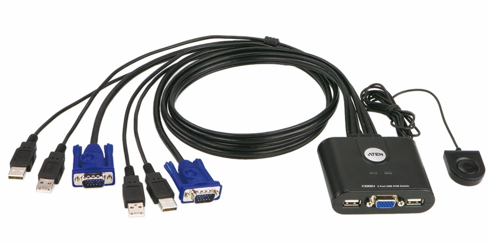 Aten CS22U 2-portowy przełącznik KVM USB VGA, czarny