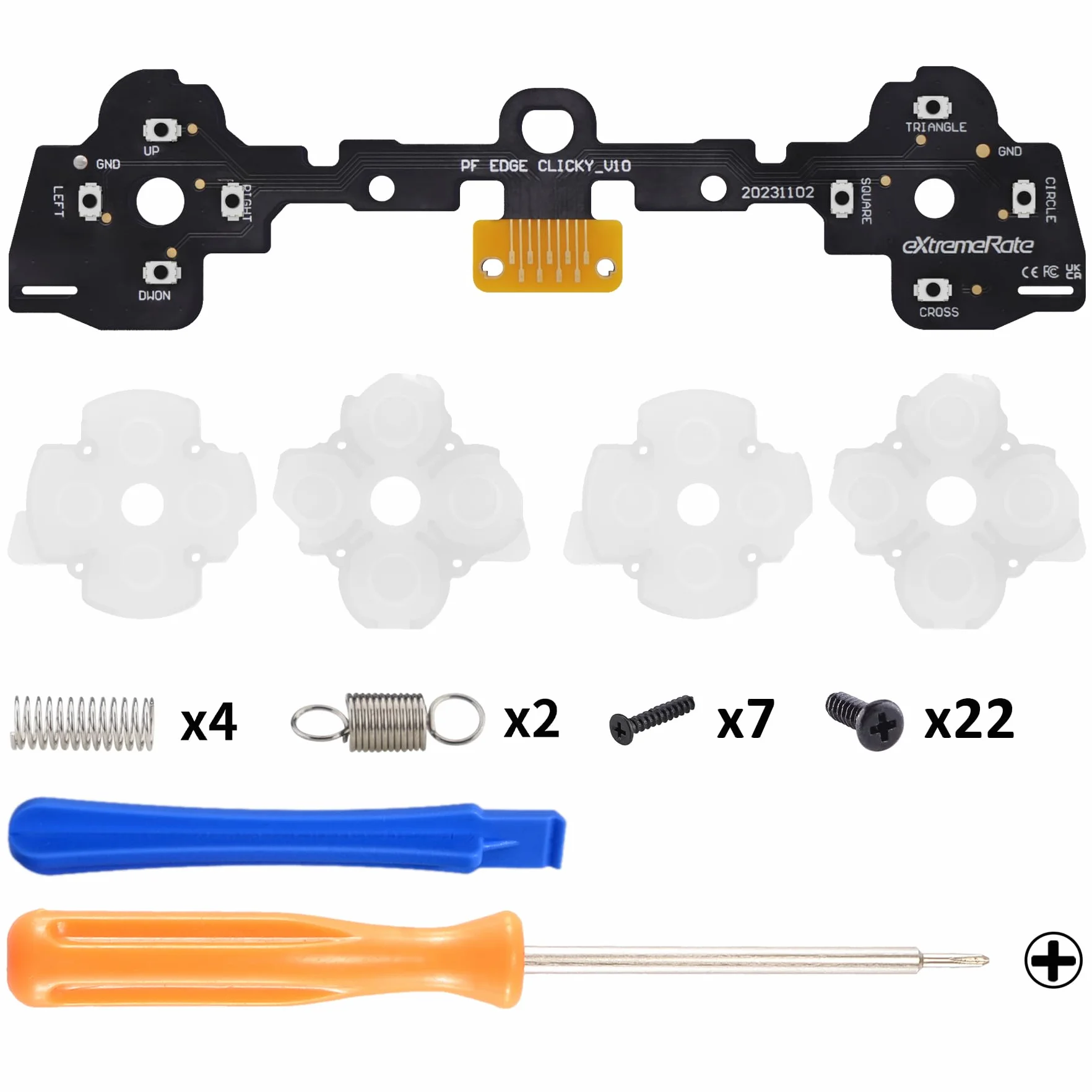 eXtremeRate Face Clicky Kit dla ps5 Edge Kontrolera,Taktylnymi Przyciskami Kierunkowymi D-pad Zestaw do Klikania Myszą dla ps5 Edge Kontrolera-Kontroler Nie Jest Dołączony