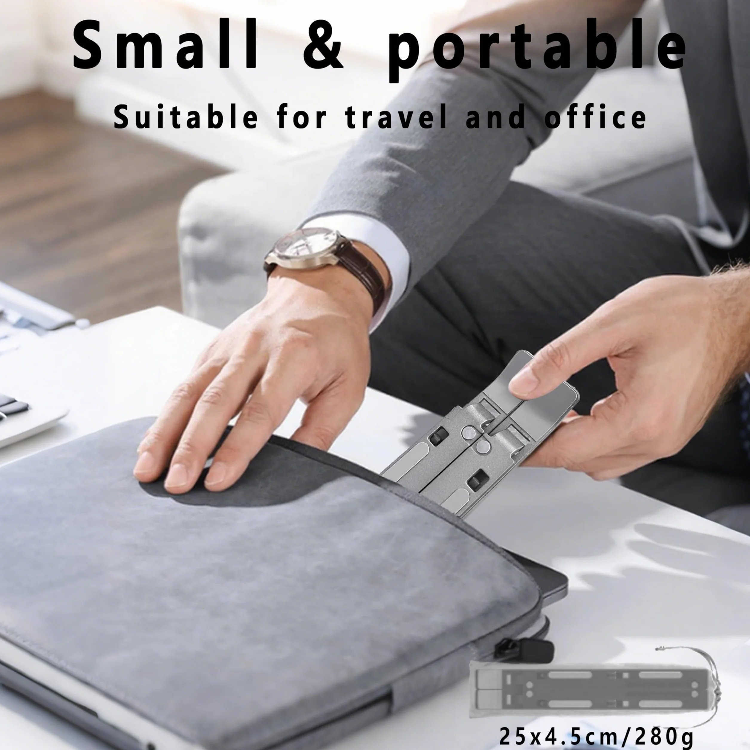AiTodos® Stojak na Laptopa 8–16 Cali – Regulowany w 6 Pozycjach, Składany i Ergonomiczny, Antypoślizgowa, Stop Aluminium, Kompatybilny z MacBook Pro/Air, Dell, HP (Szary)
