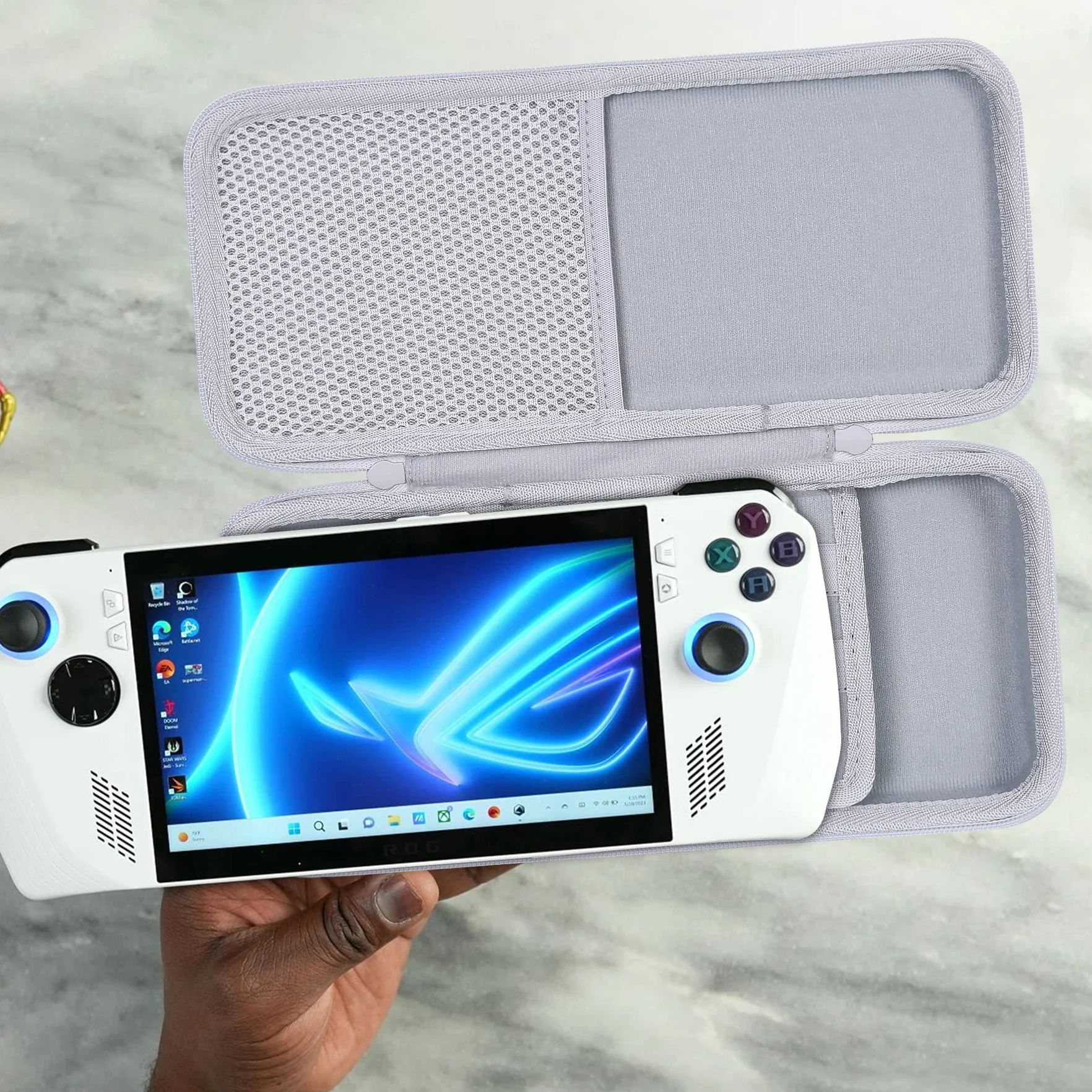 Aenllosi Twardy futerał zastępczy do ASUS Rog Ally 7" 120 Hz Gaming Handheld, organizer do konsoli AMD Z1 Extreme, szary biały