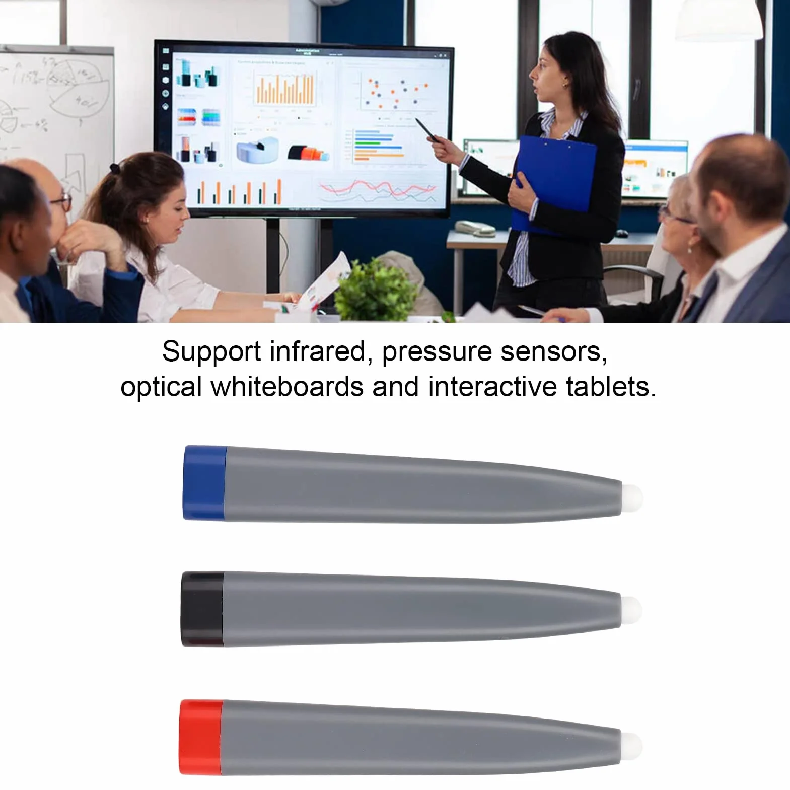 3 szt. Długopisy Stylus, Interaktywny Długopis do Tablicy Dotykowej Smartboards, Ekran Dotykowy Tablet Rysik do Ekranu Multimedialnego Tablicy