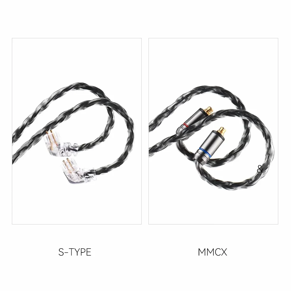 LINSOUL QKZ Q1 MAX 16-Stand 352 Cores Silver-Plated HiFi Earphones Upgrade Cable with Interchangeable 2.5mm/3.5mm/4.4mm Plug Replacement Cable for Audiofile (czarny, typ S)
