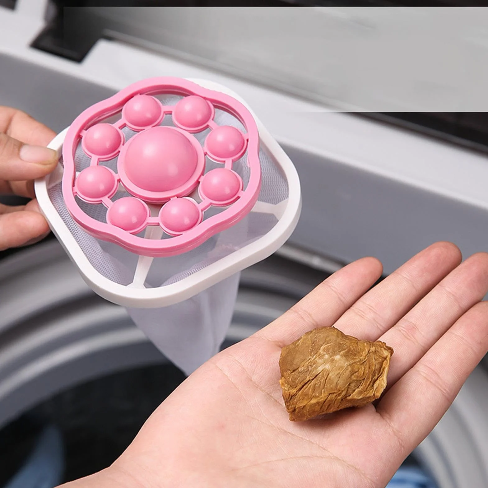 Washing Machine Lint Catcher, Hair Remover Filter Bag, Reduces Lint Build Up, Reusable Laundry Mesh Trap Catches Pet Hairs Ideal for Home Laundry Use, 6.69x3.74 in