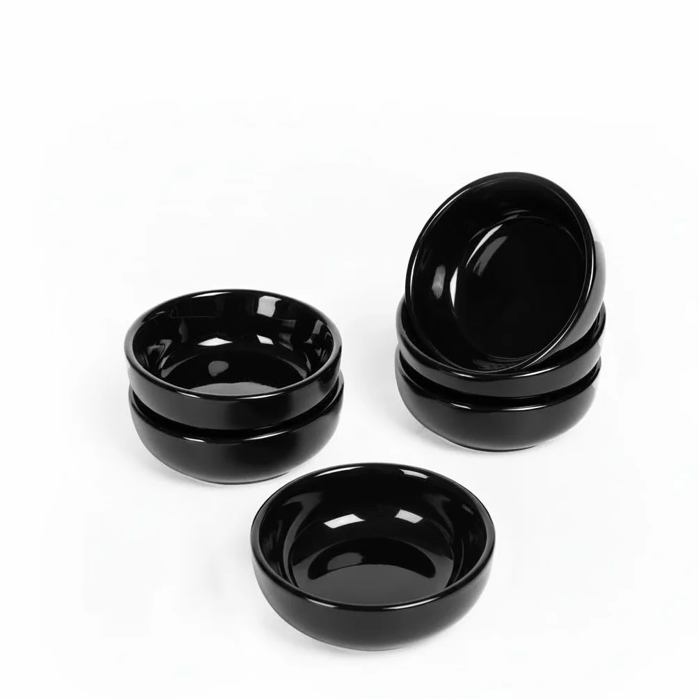AYUMI Miseczki na sos zestaw 6 sztuk 70 ml porcelana czarna Ø 8 cm do dipów sushi
