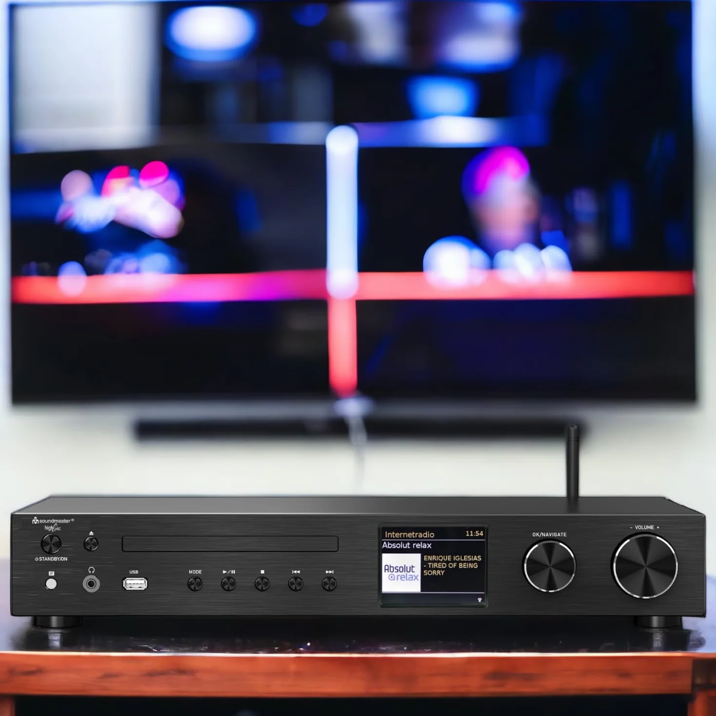 Soundmaster ICD4350SW HiFi zestaw stereo Audio System radio internetowe WLAN 2,4/5GHz LAN podłączenie DAB+ odtwarzacz CD USB MP3 sterowanie za pomocą aplikacji RCA wejście optyczne TV