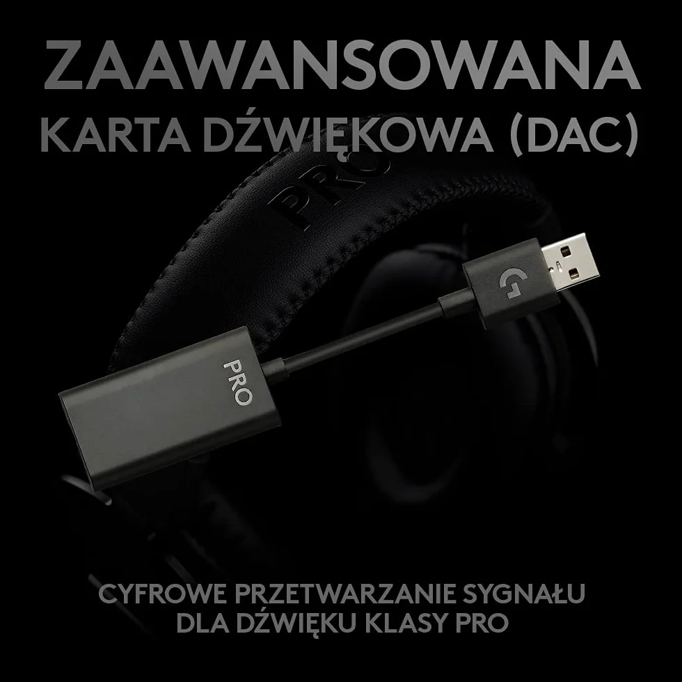 Logitech G PRO Gaming Headset, Słuchawki nauszne 50 mm PRO-G, aluminium, stal, pianka z pamięcią kształtu, PC/PS/Xbox/Switch - Czarny