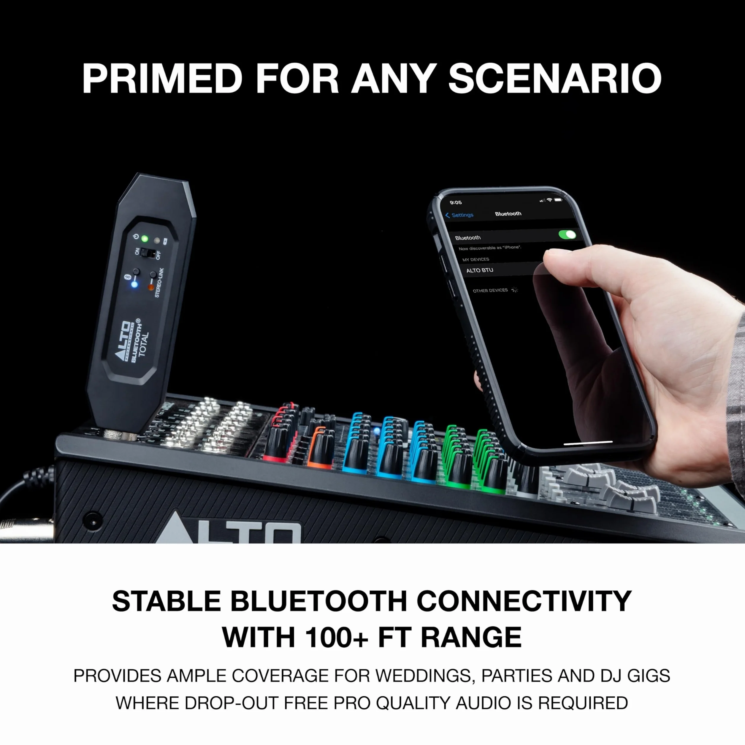 ALTO Bluetooth Total 2 Odbiornik Bluetooth z możliwością ponownego ładowania z połączeniem XLR do mikserów/urządzeń audio i aktywnych systemów PA