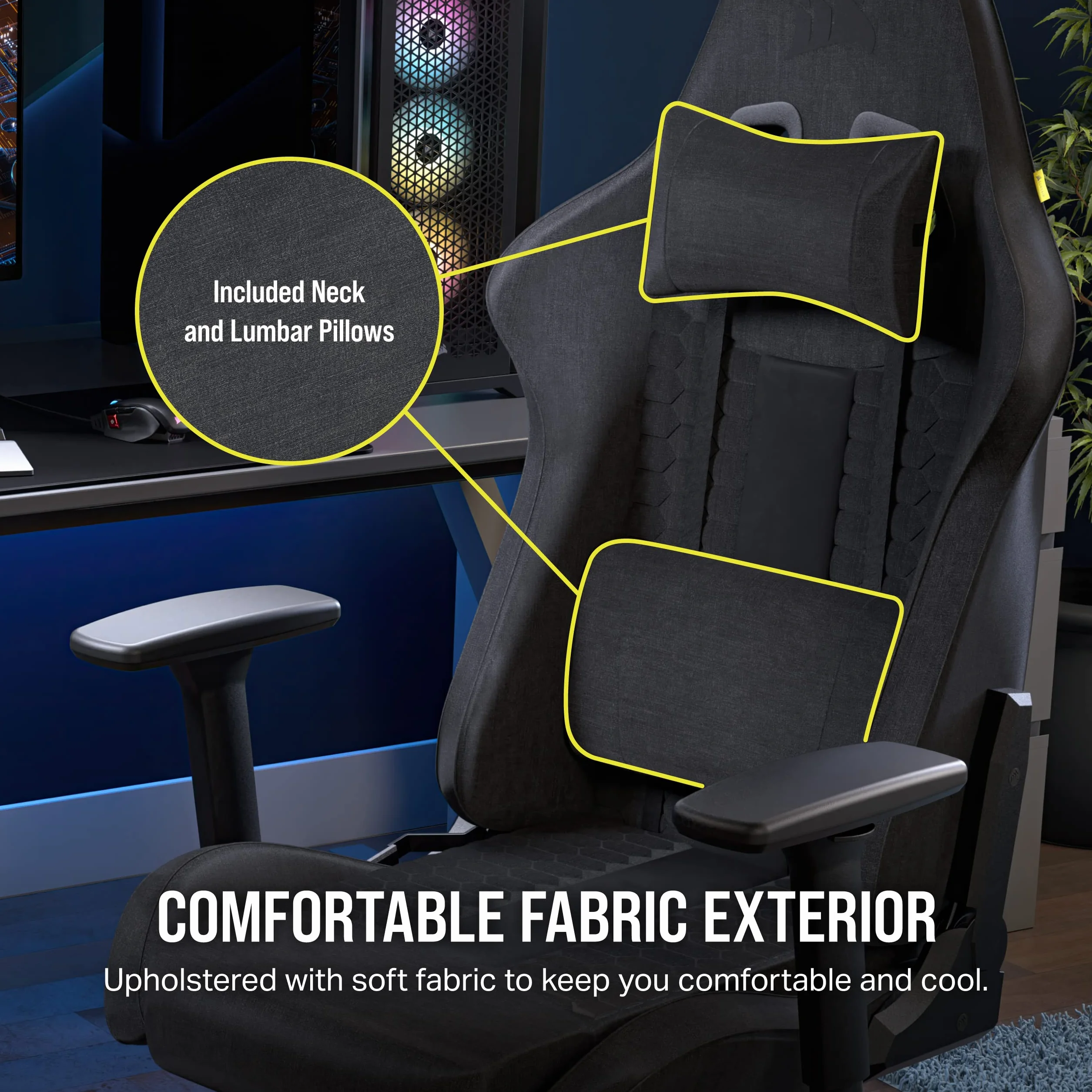 Corsair TC100 Relaxed Fotel gamingowy Fabric Szary Czarny