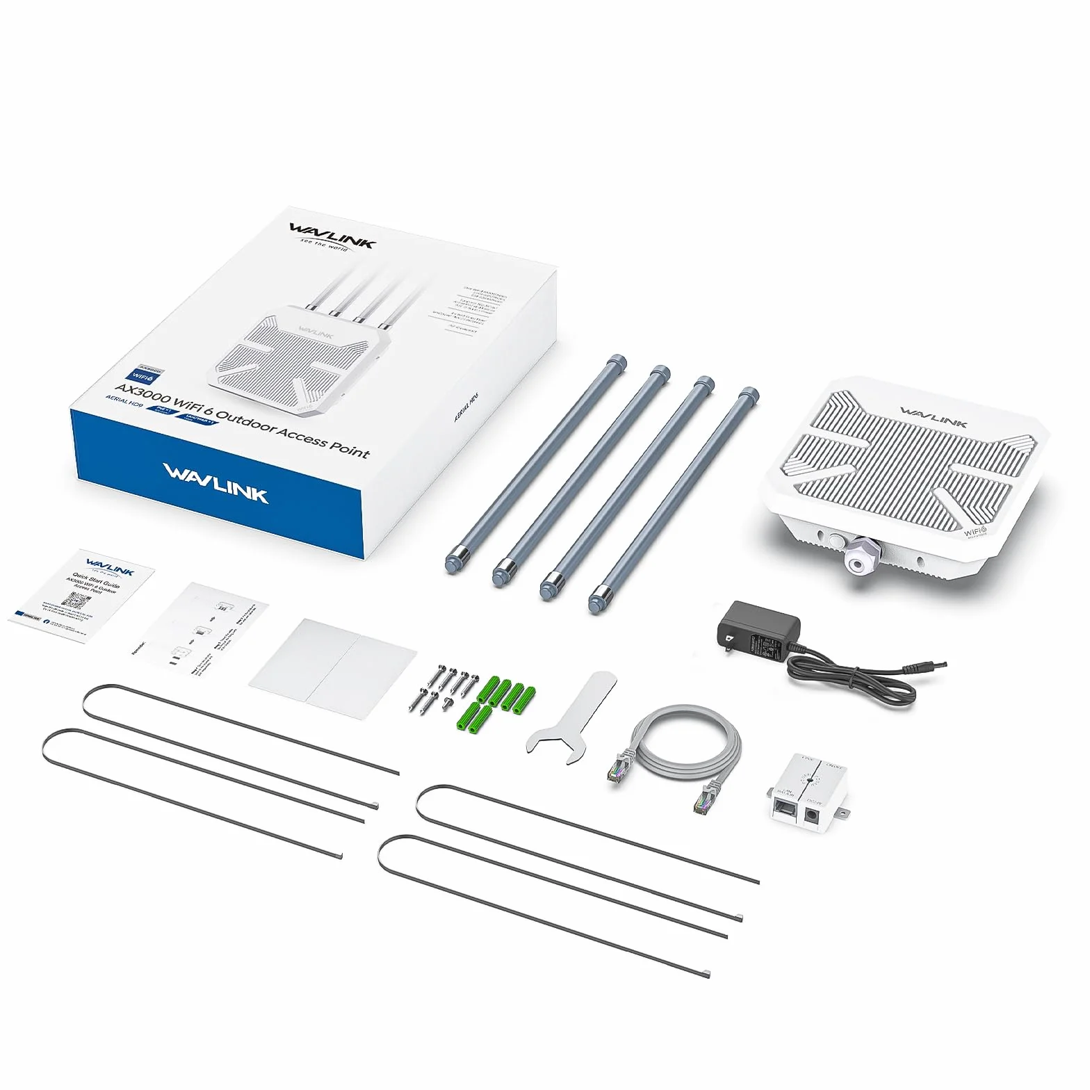Zewnętrzny Przedłużacz Repeater WiFi 6 Mesh Dużym Zasięgu AX3000, WN573HX3 Outdoor Dwuzakresowy Gigabit Punkt Dostępowy PoE/Potężny Bezprzewodowy Wzmacniacz WiFi (Anteną 4x8dBI, IP67, +256 urządzeń)