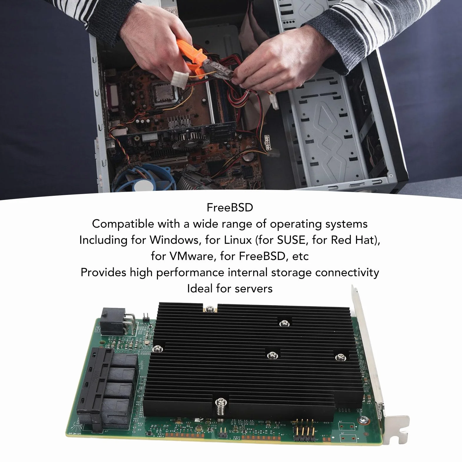 Karta HBA Kontrolera LSI 9300-16i SAS, 16-portowy Adapter Magistrali Hosta SATA SAS 12 Gb/s, Ekspander RAID PCIe 3.0, Bez RAID, dla dla Linux dla VMware dla FreeBSD