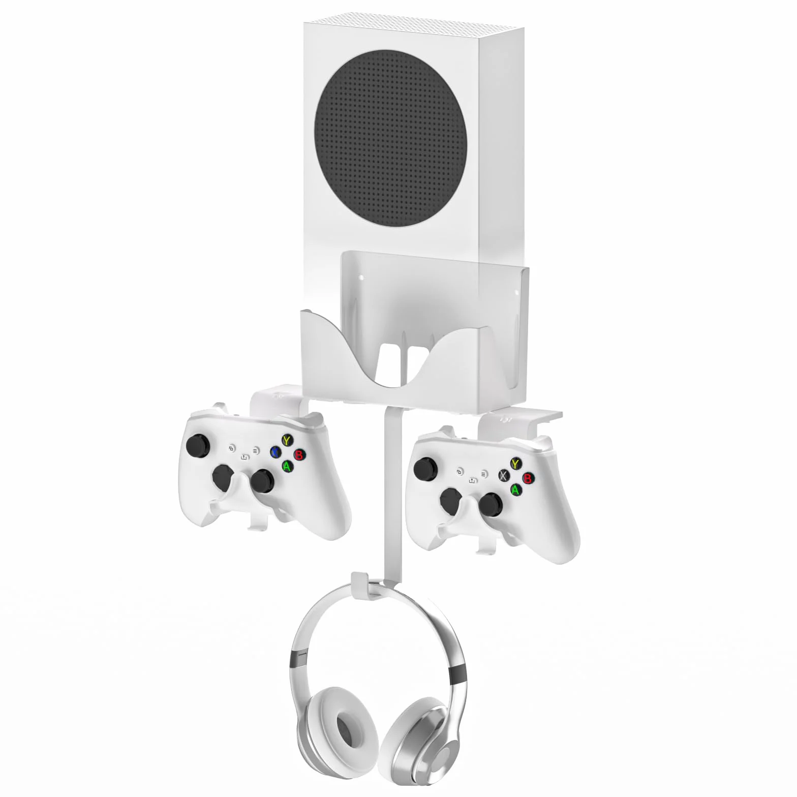 Uchwyt ścienny Xbox Series S Zestaw do kontrolera, konsoli i kasków, solidny uchwyt z matą antypoślizgową, nacięcie ładowania kabla USB, łatwa instalacja