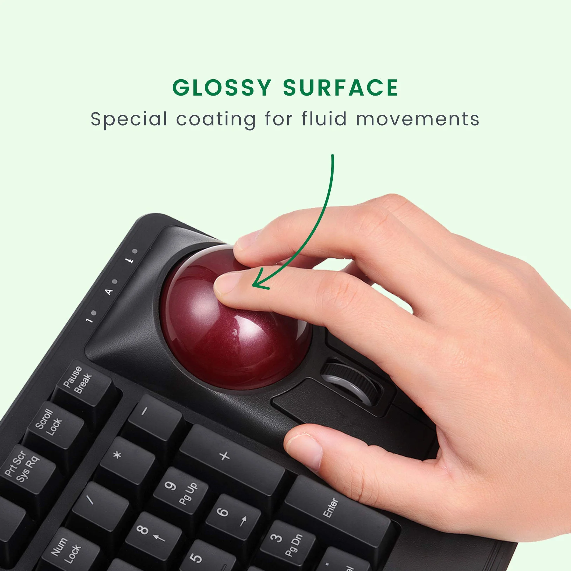 Perixx PERIPRO-304 Trackball 55 mm, błyszczące wykończenie, prędkość, czerwony, kompatybilny z innymi myszkami Trackball